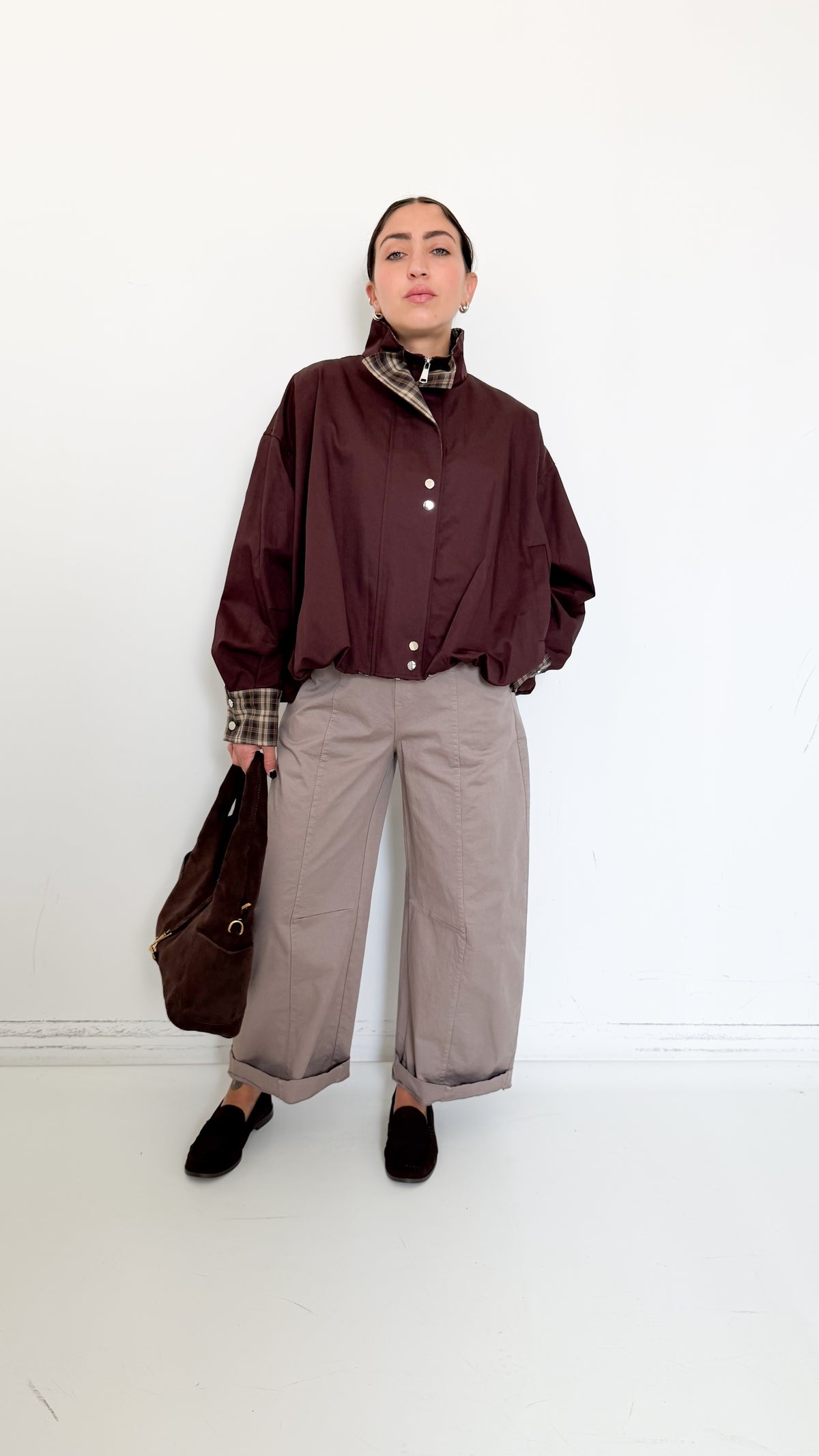 Pantaloni Balloon Taupe Con Cintura