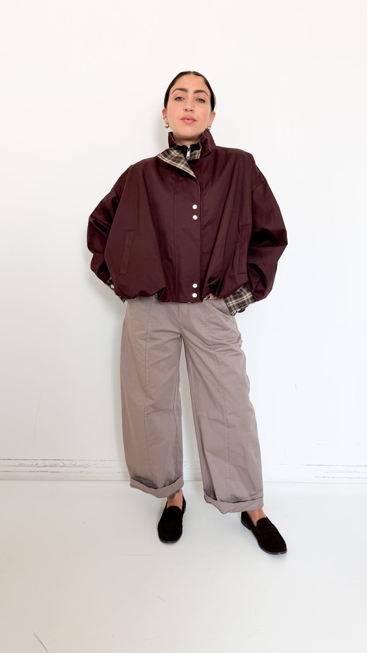 Pantaloni Balloon Taupe Con Cintura