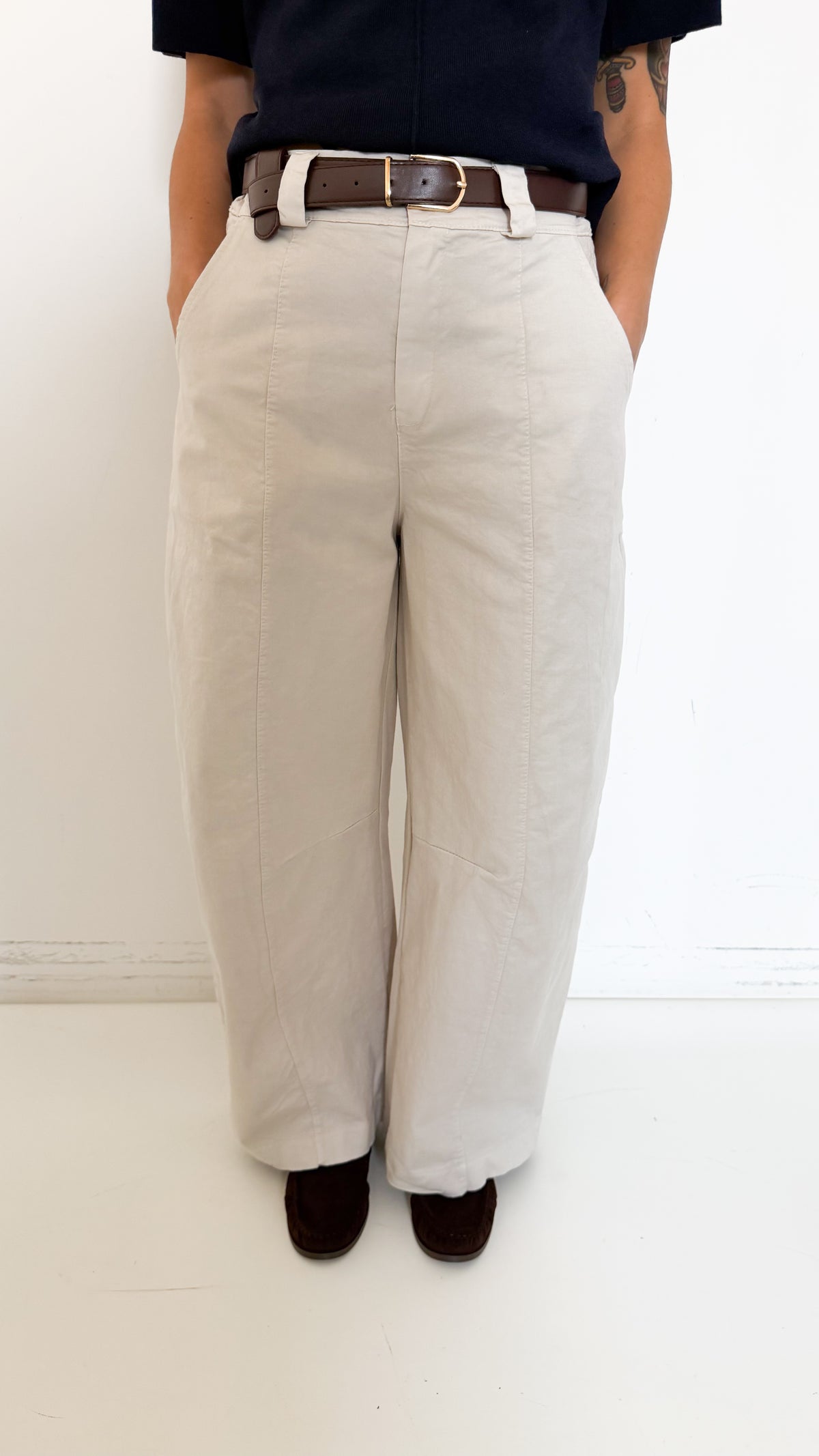 Pantaloni Balloon Burro Con Cintura