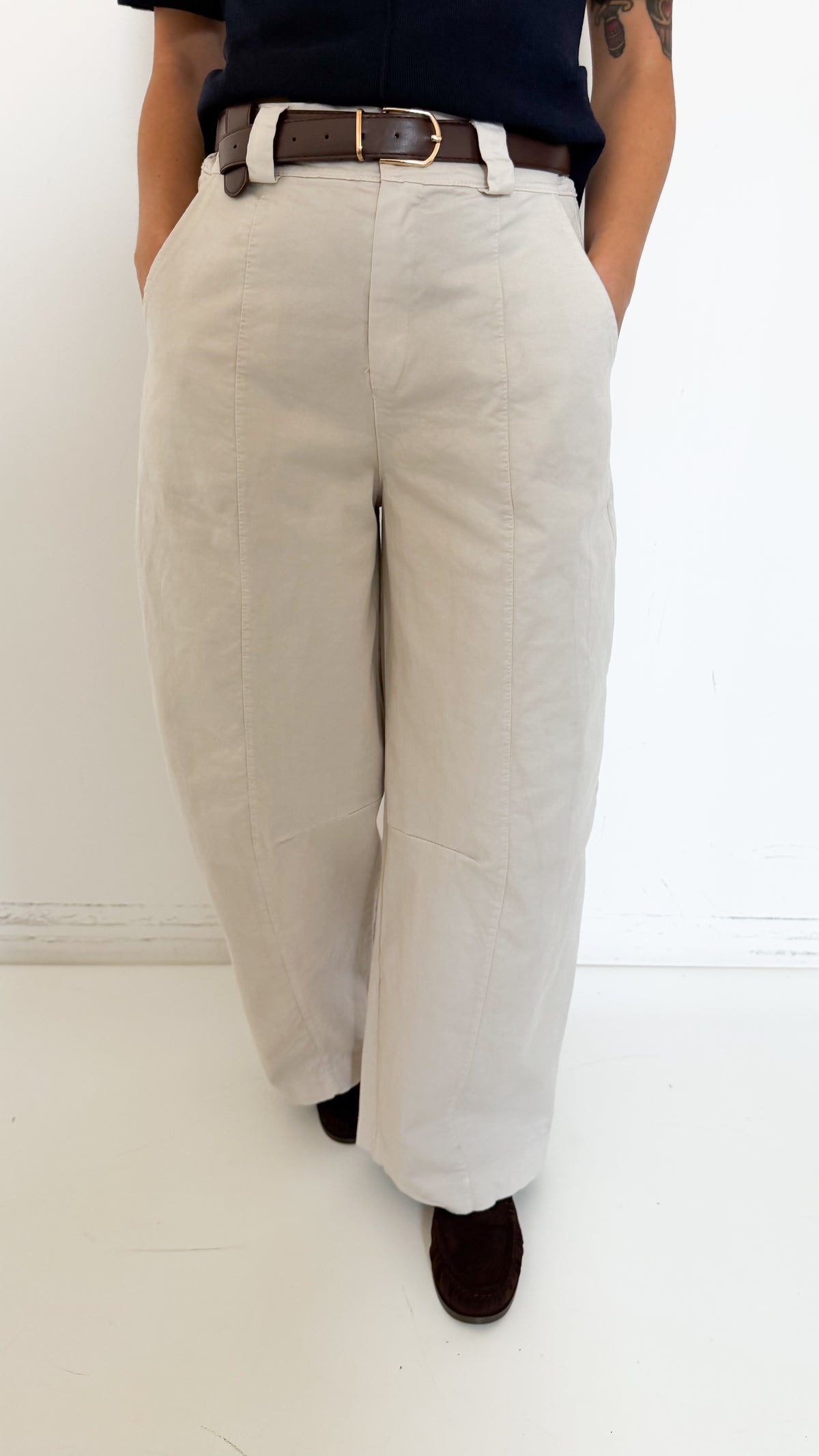 Pantaloni Balloon Burro Con Cintura