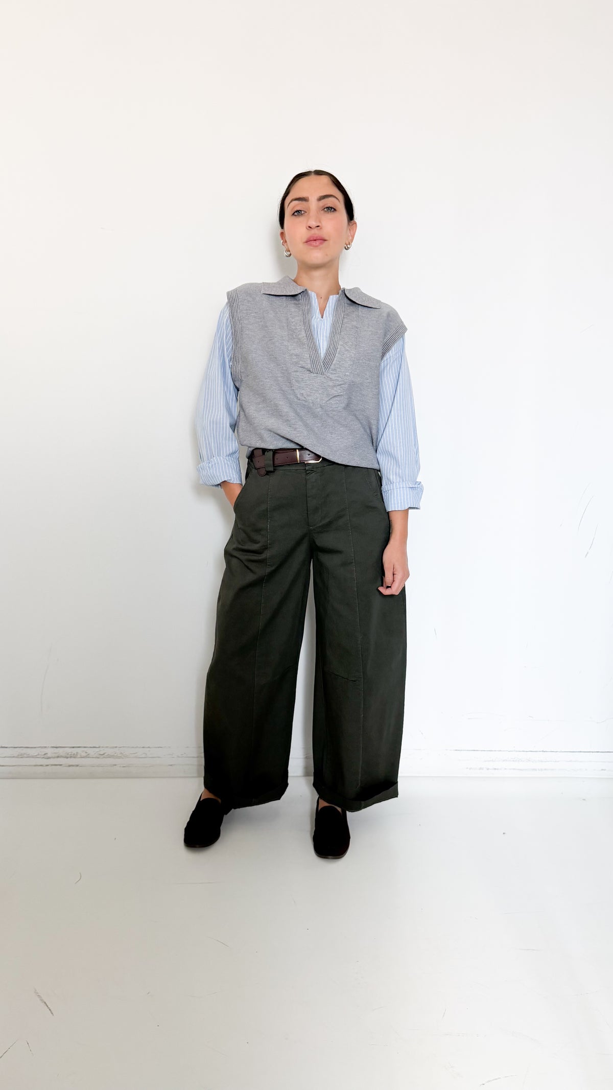 Pantaloni Balloon Verdi Con Cintura
