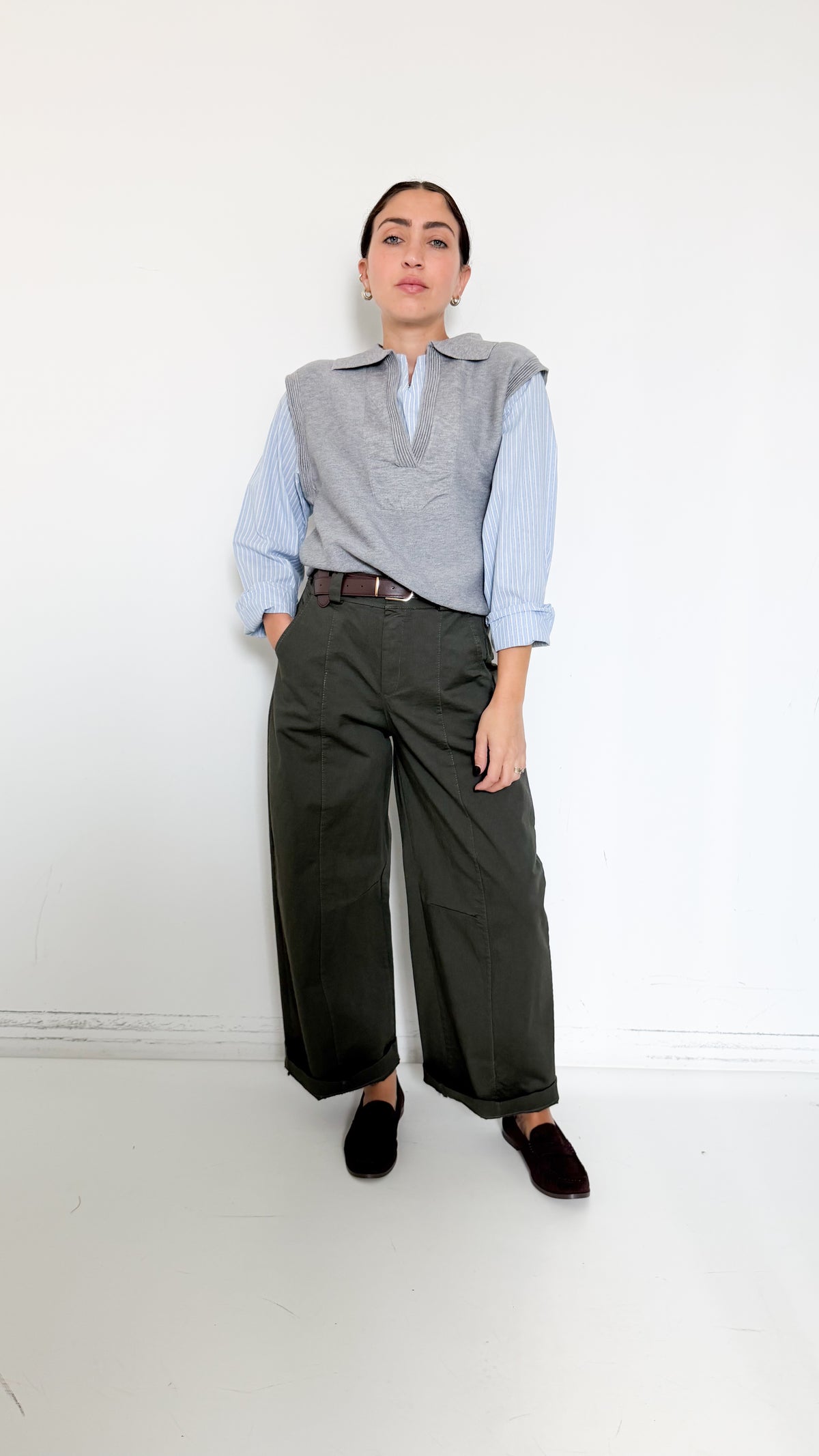 Pantaloni Balloon Verdi Con Cintura