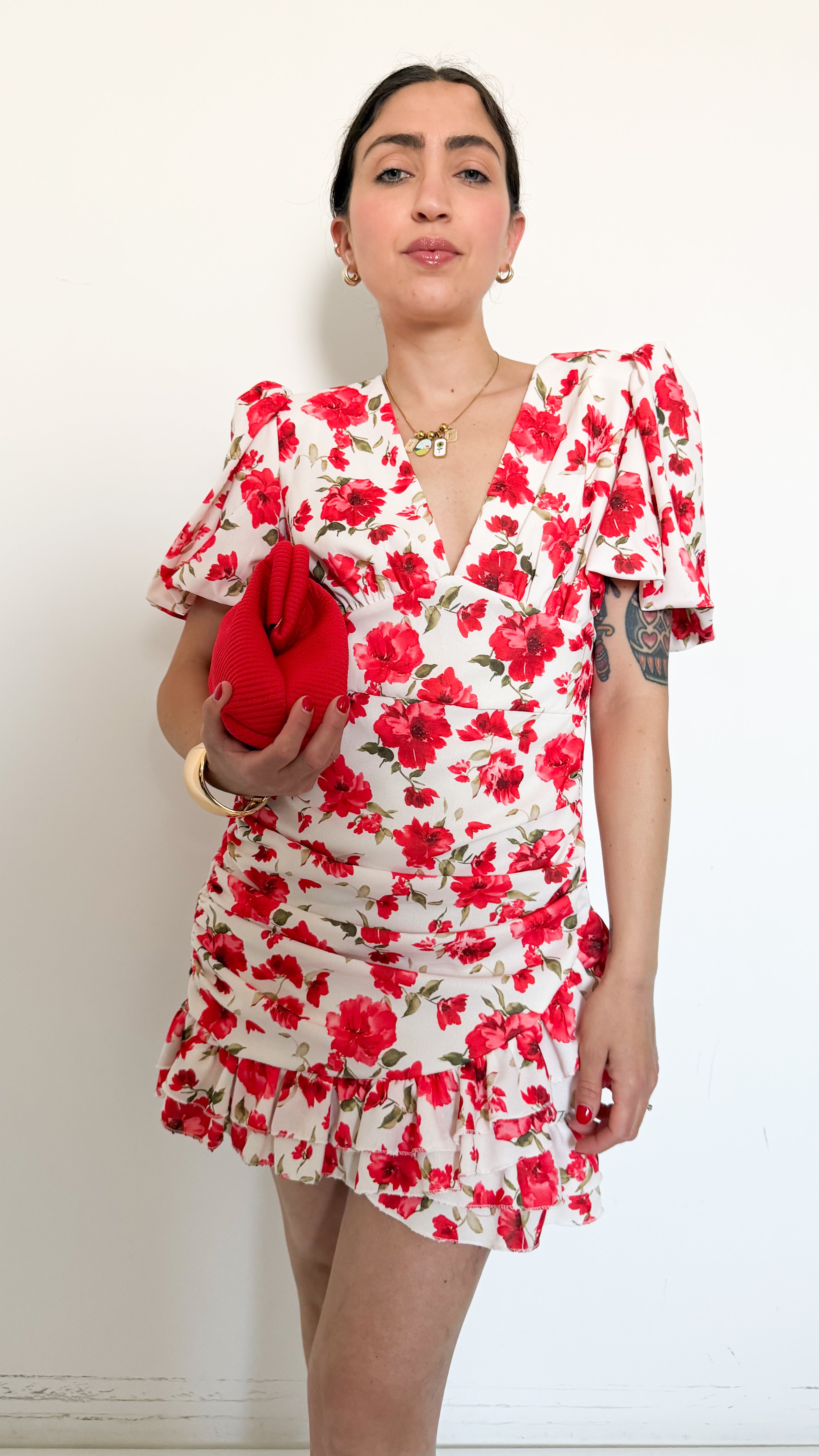 Vestito Corto A Fiori