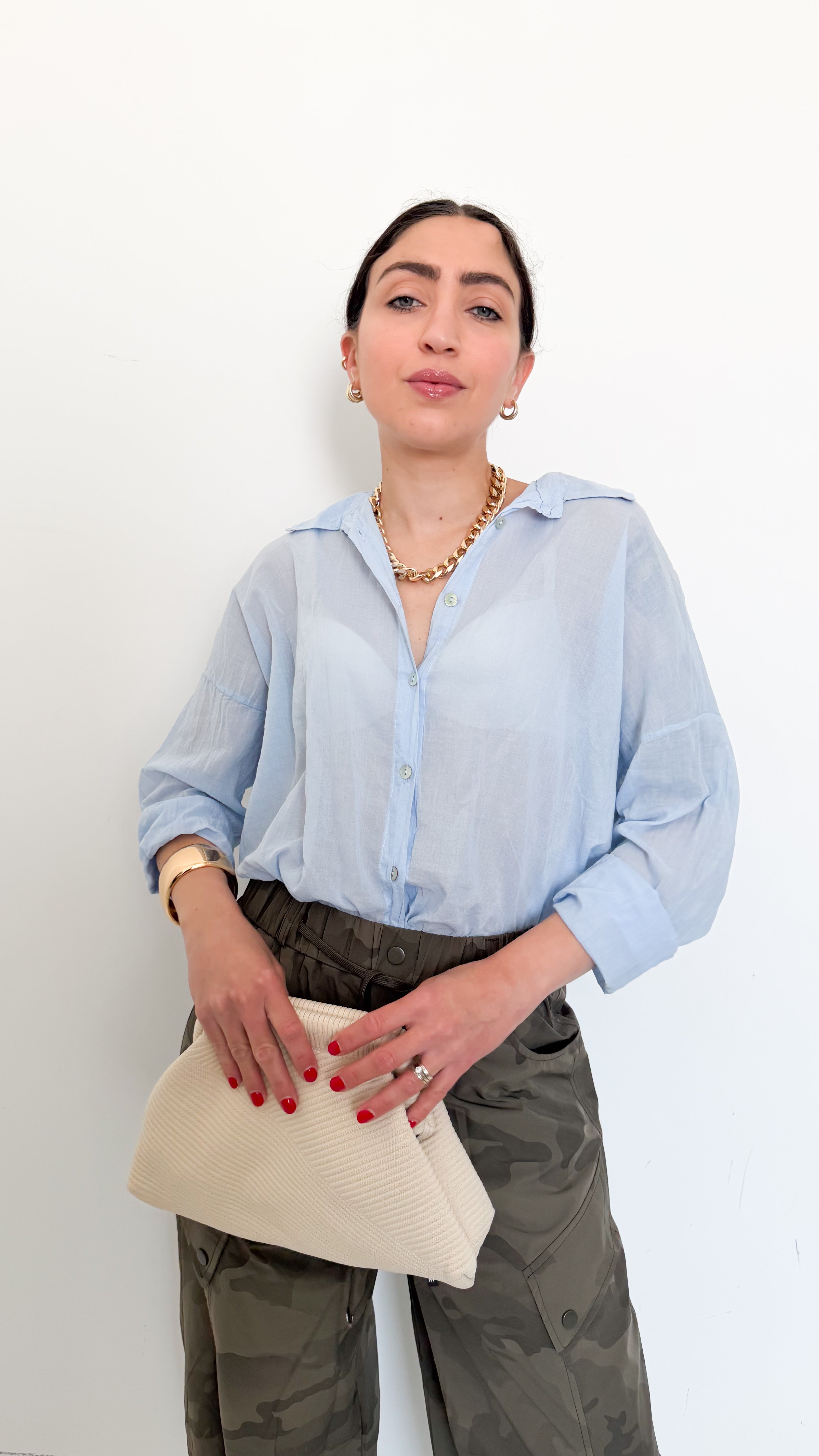 Camicia Celeste In Cotone