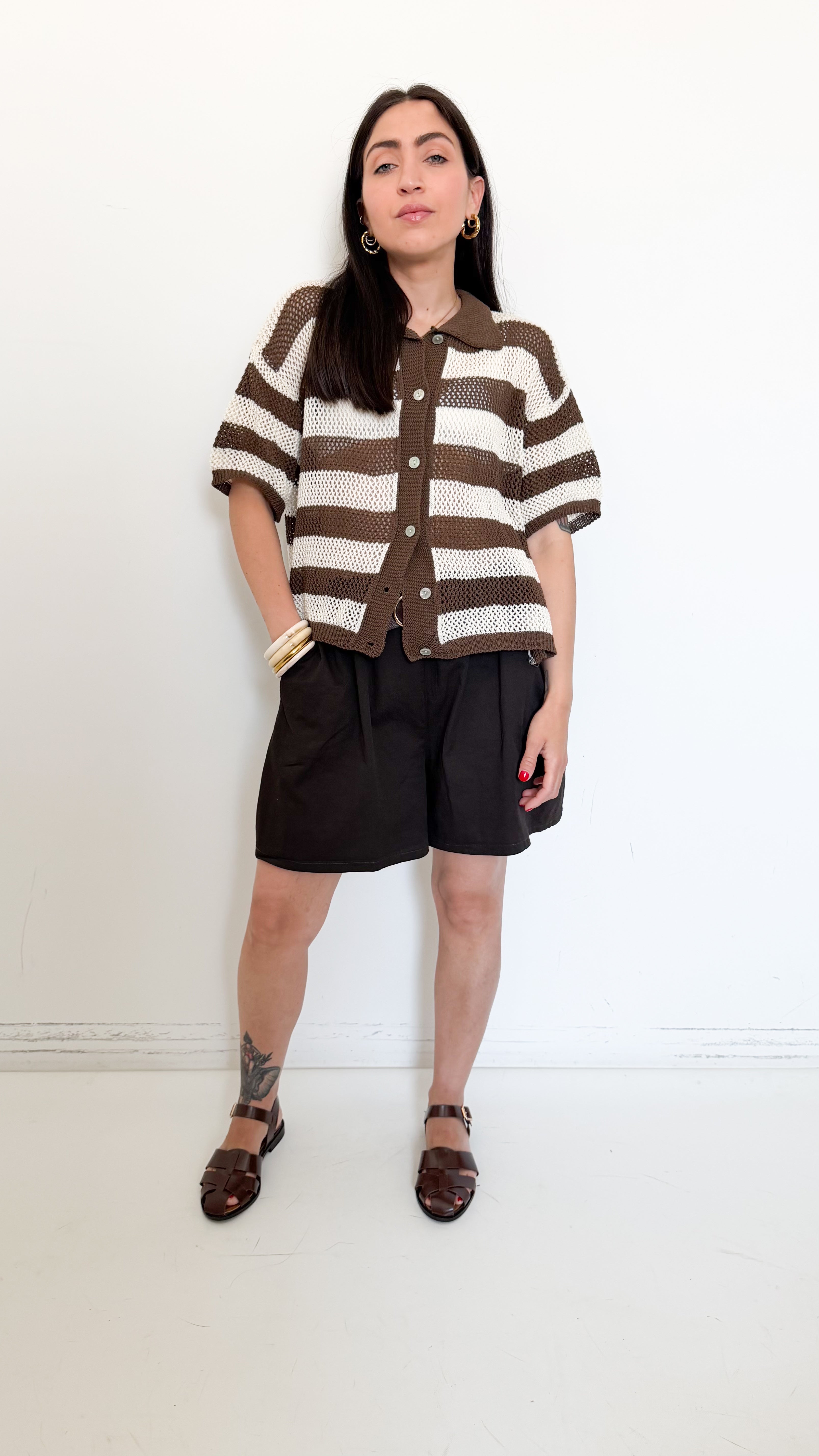 Bermuda Marrone Con Cintura