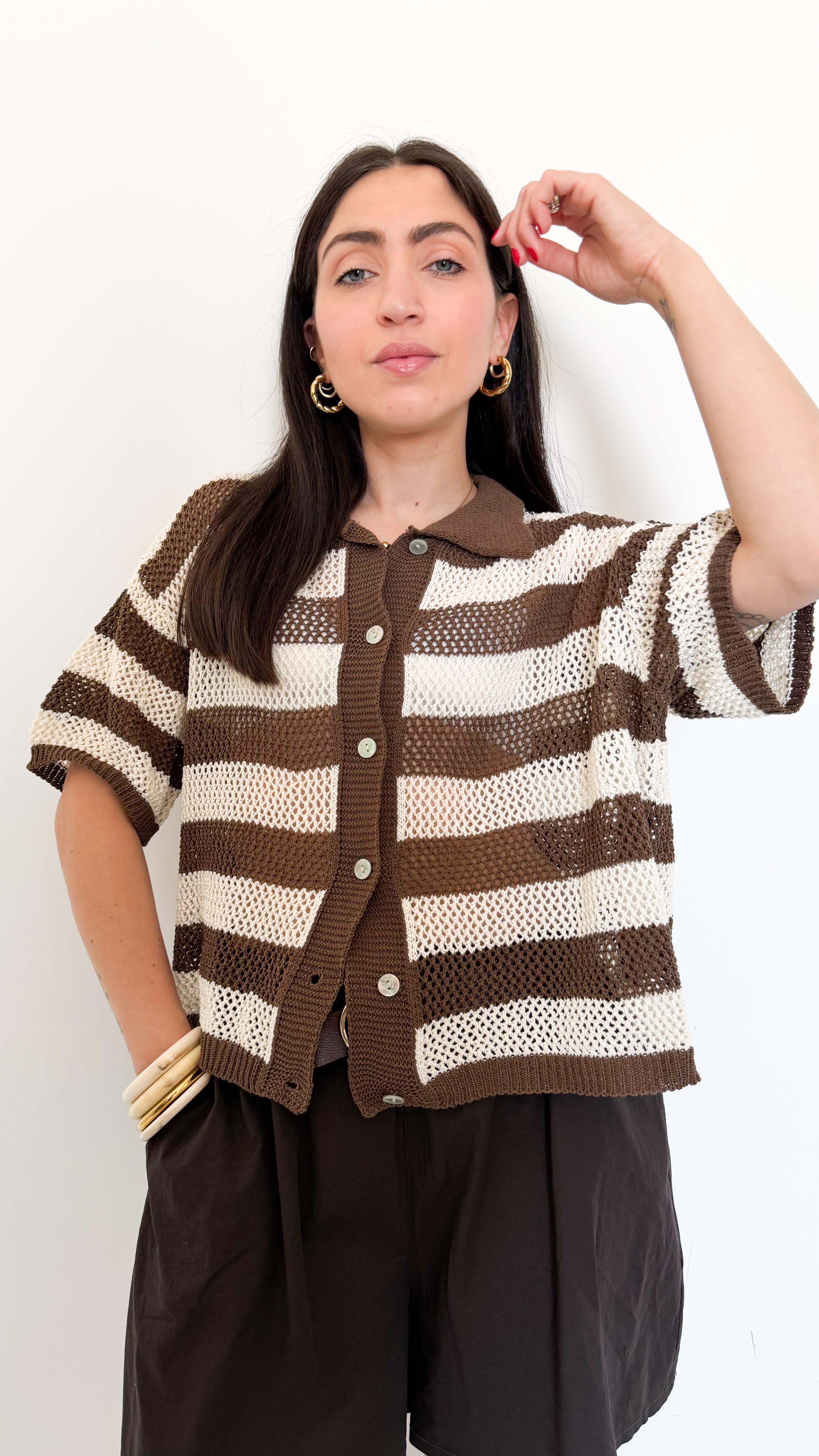 Polo Traforata Marrone