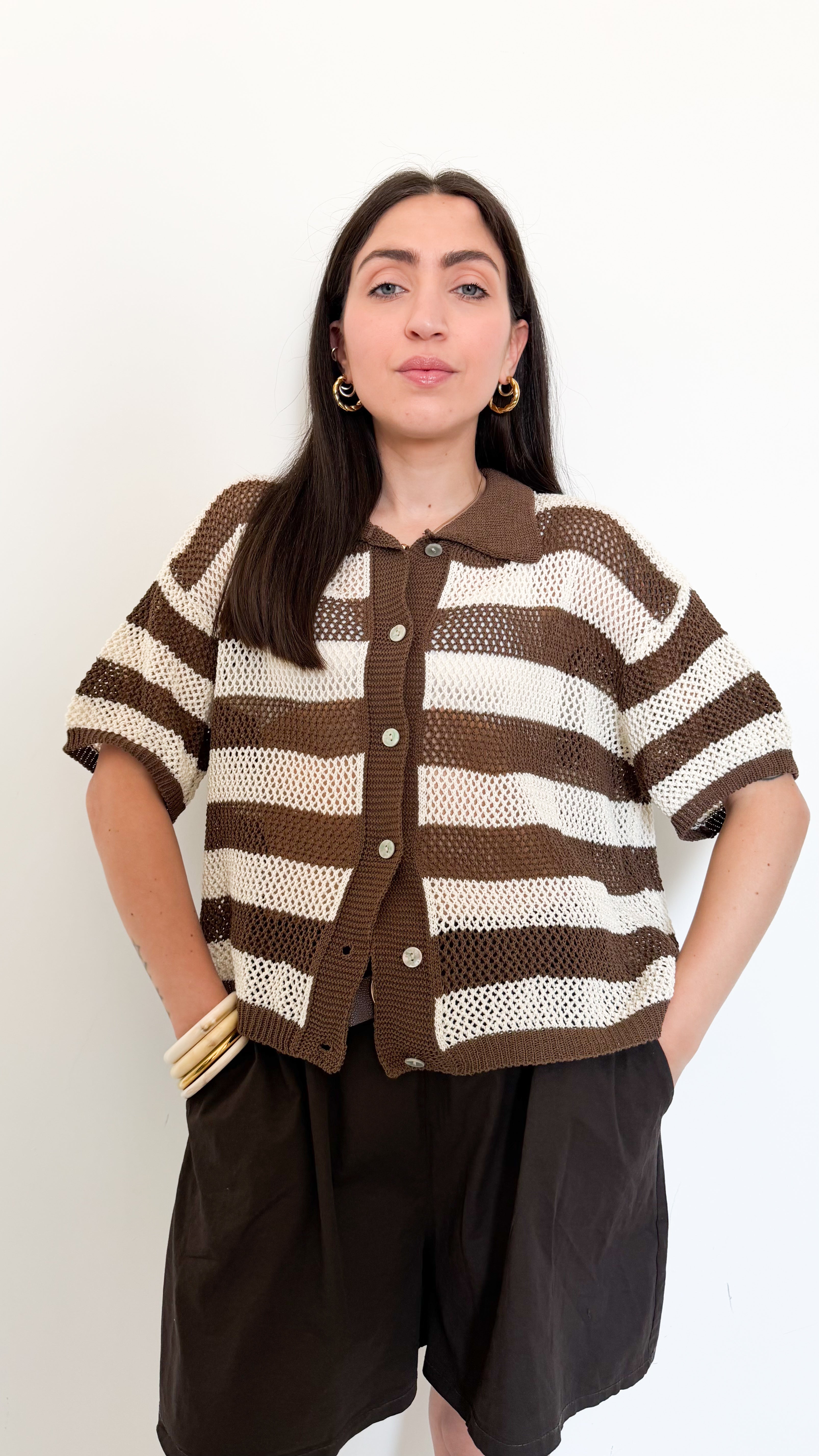 Polo Traforata Marrone