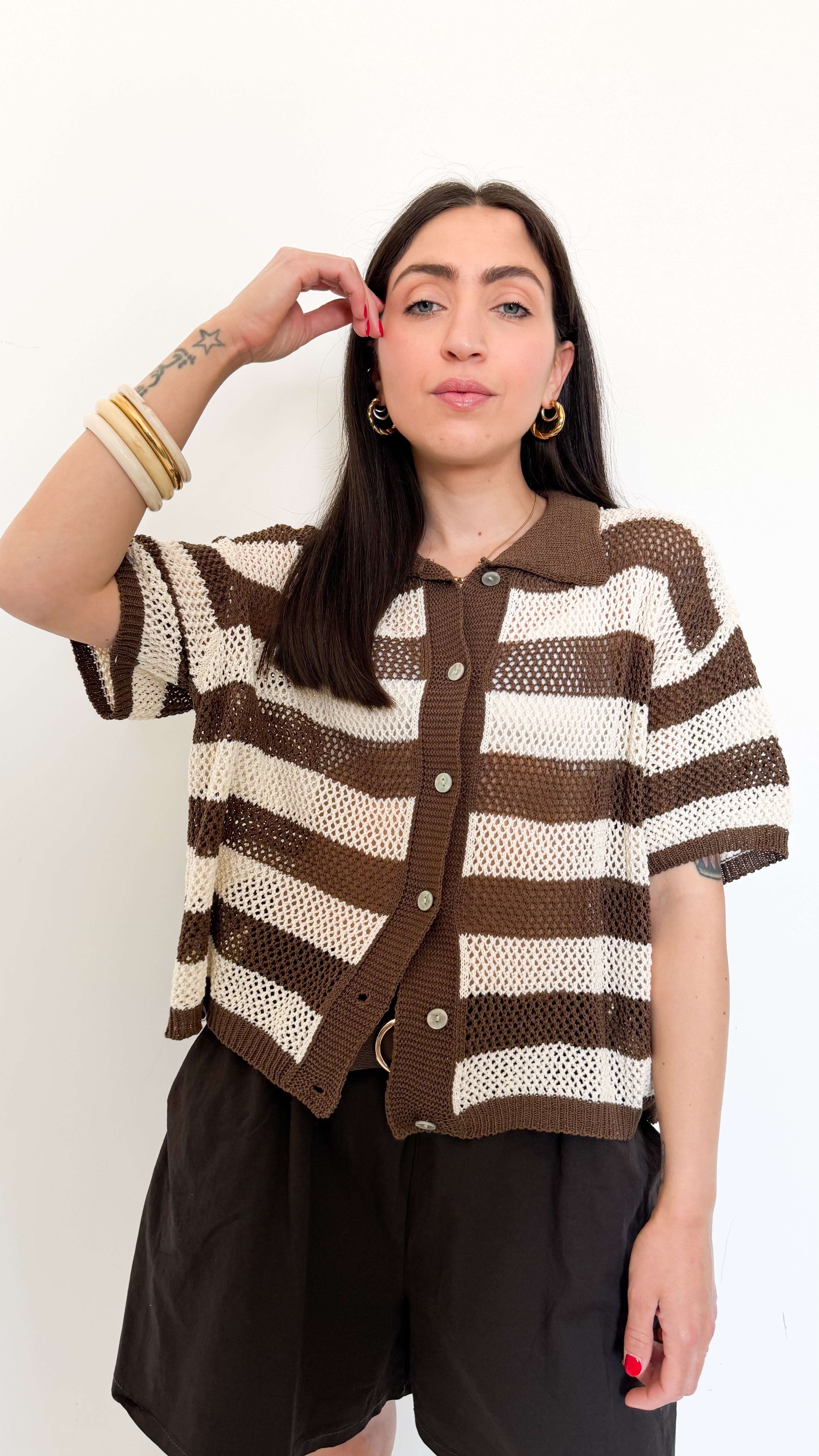 Polo Traforata Marrone