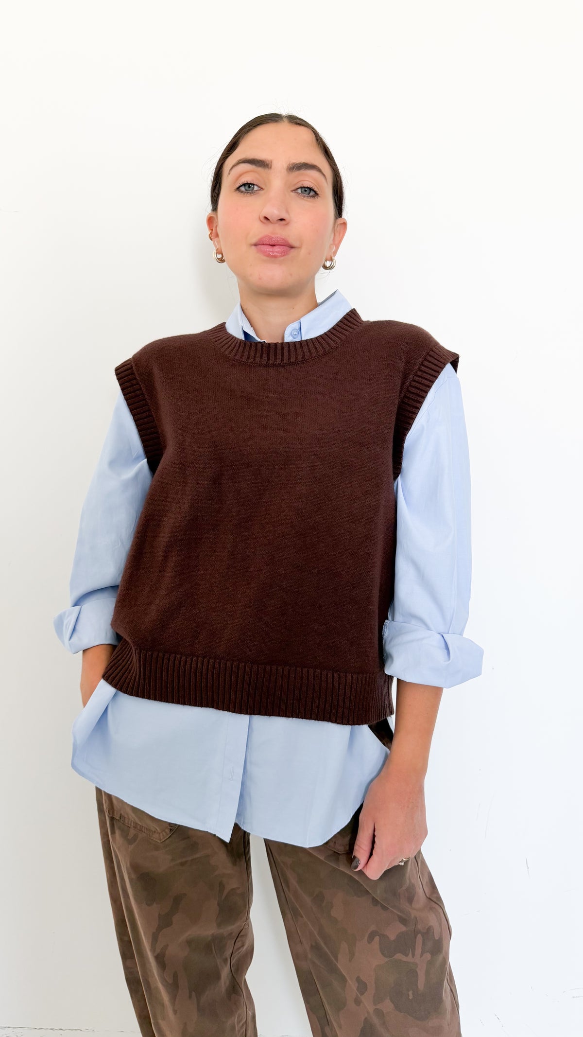 Gilet Over Marrone