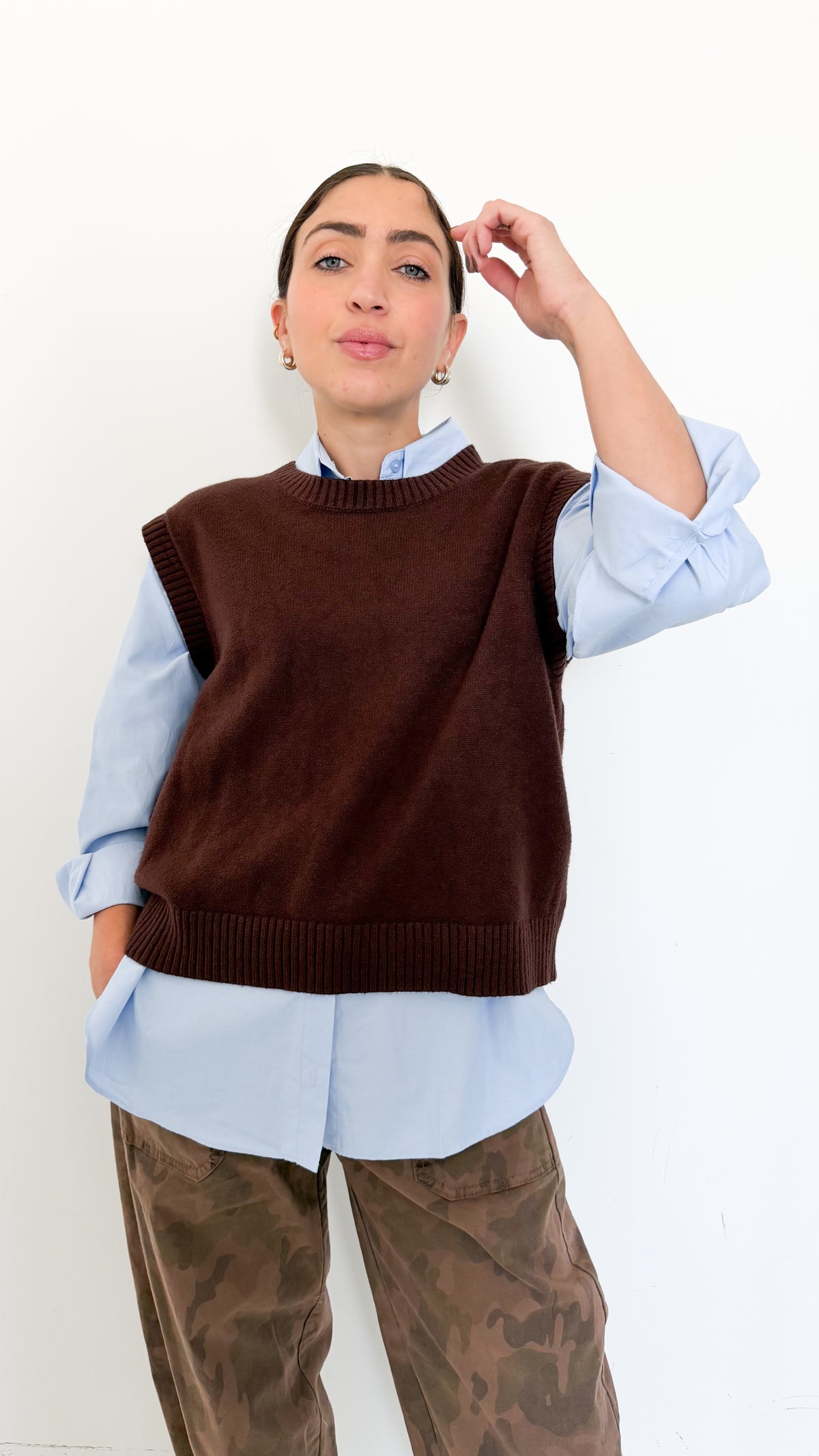 Gilet Over Marrone