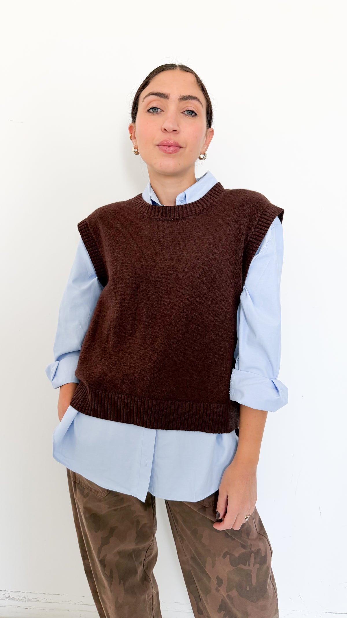 Gilet Over Marrone