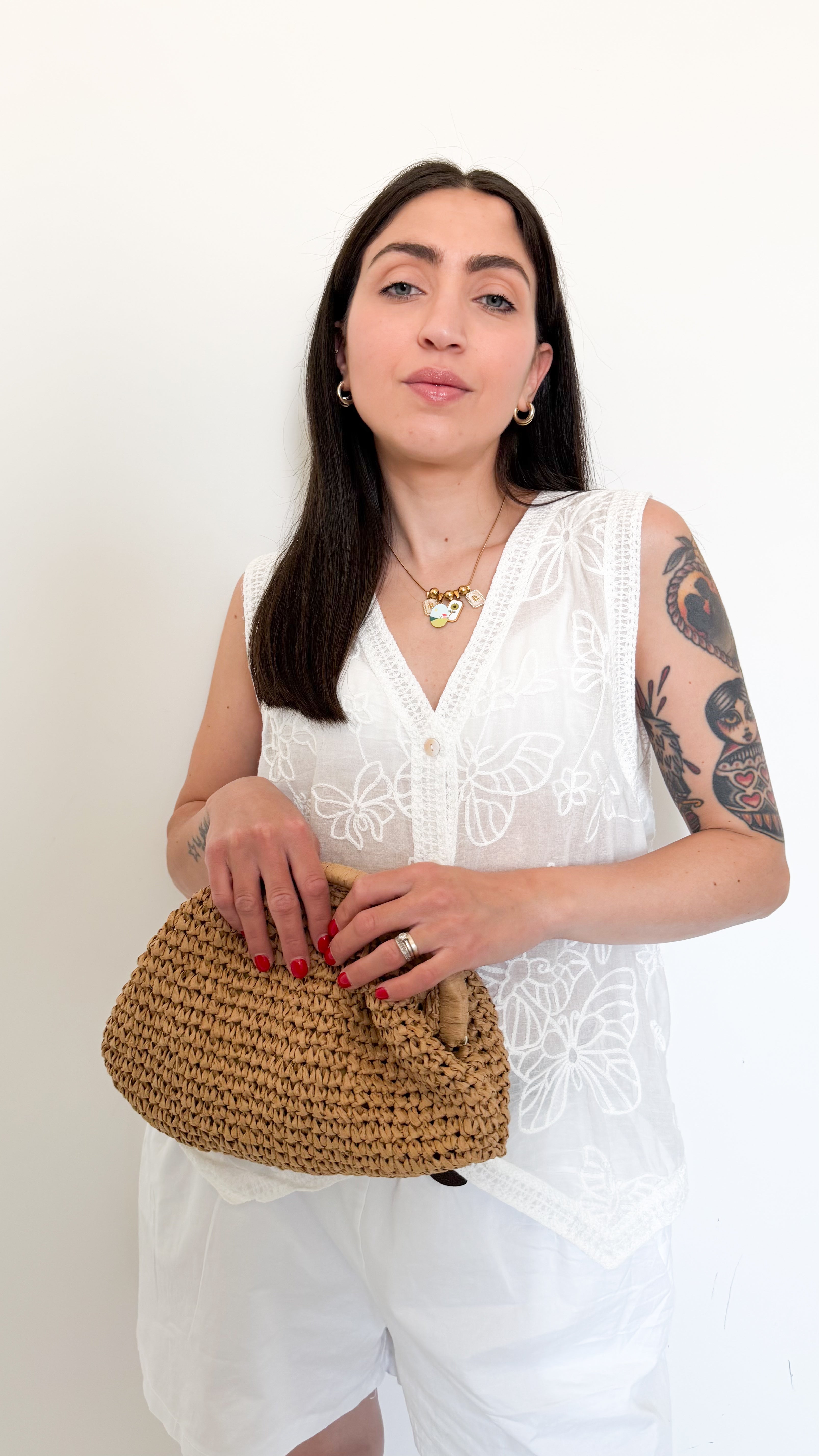 Gilet Bianco Con Ricami