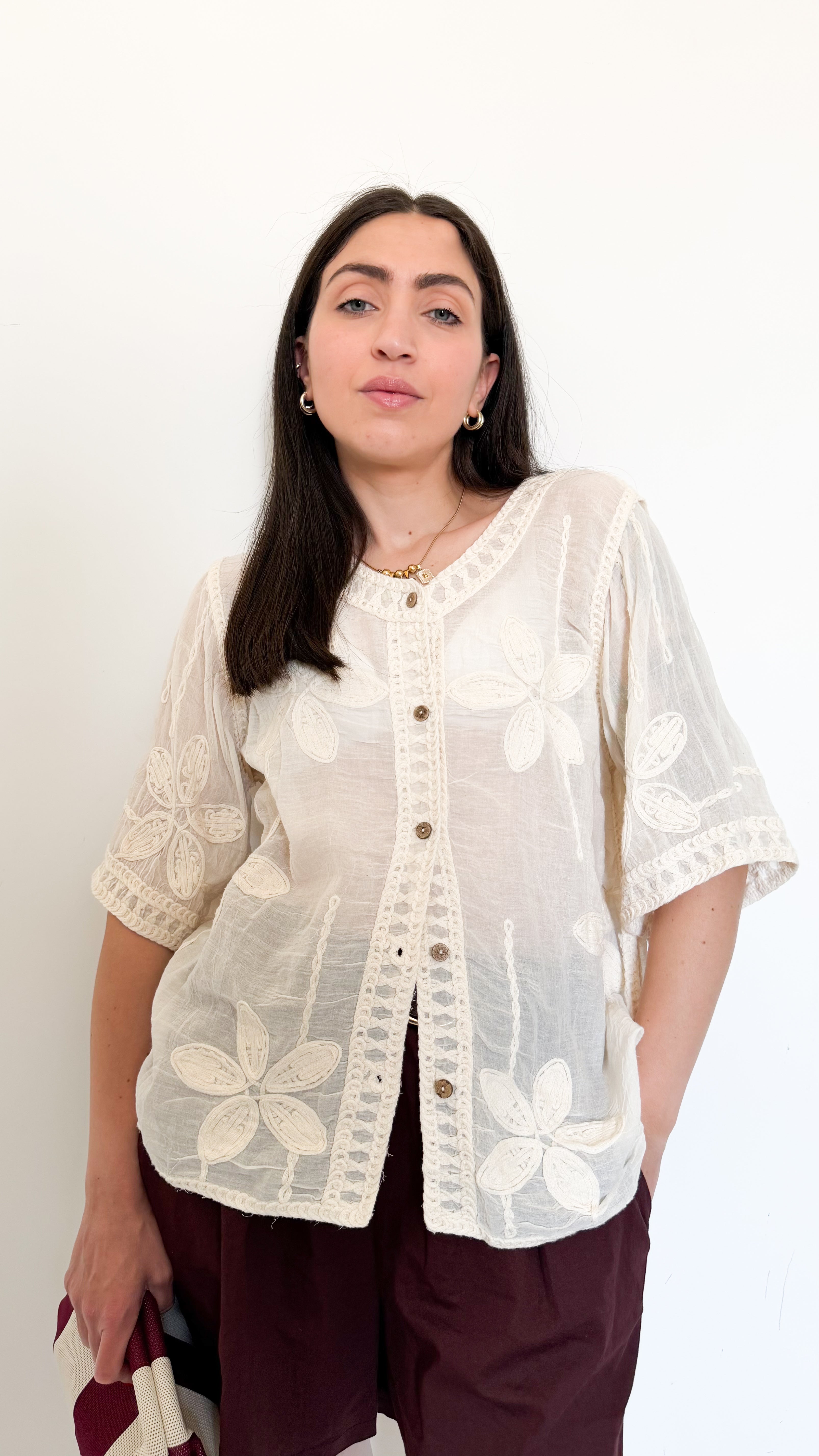 Cardigan Con Ricamo