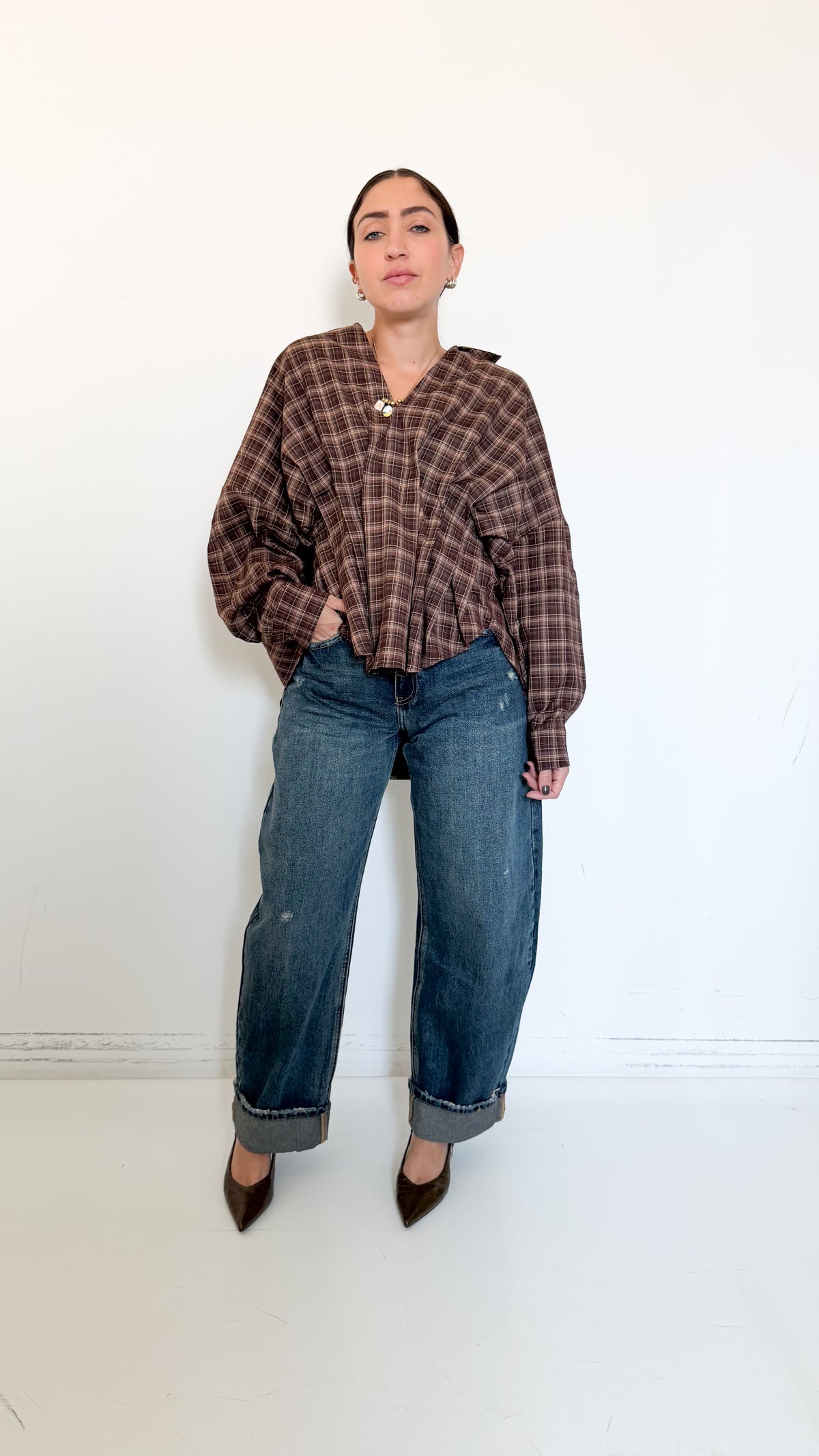 Jeans Balloon Con Risvolto