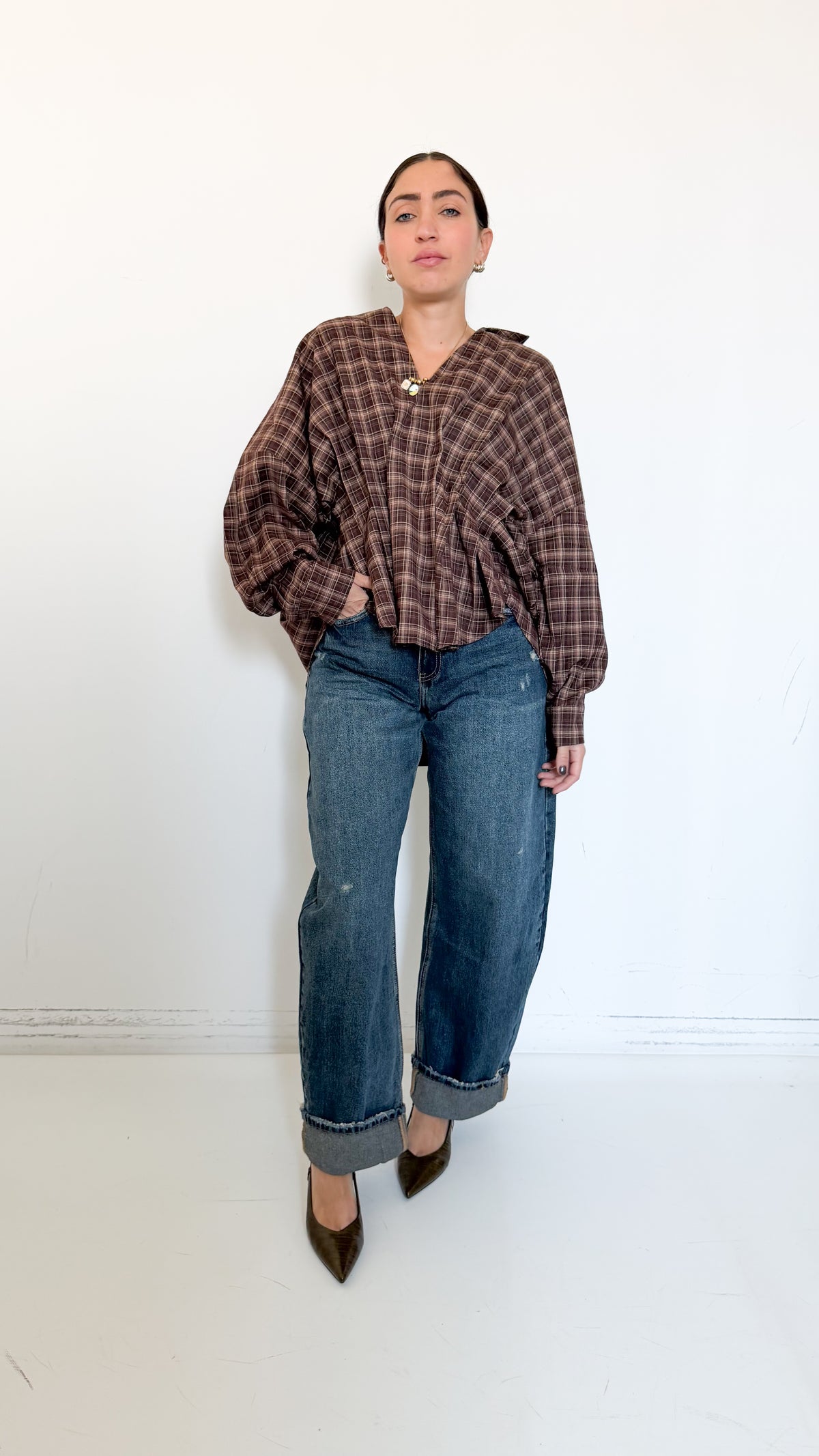 Jeans Balloon Con Risvolto