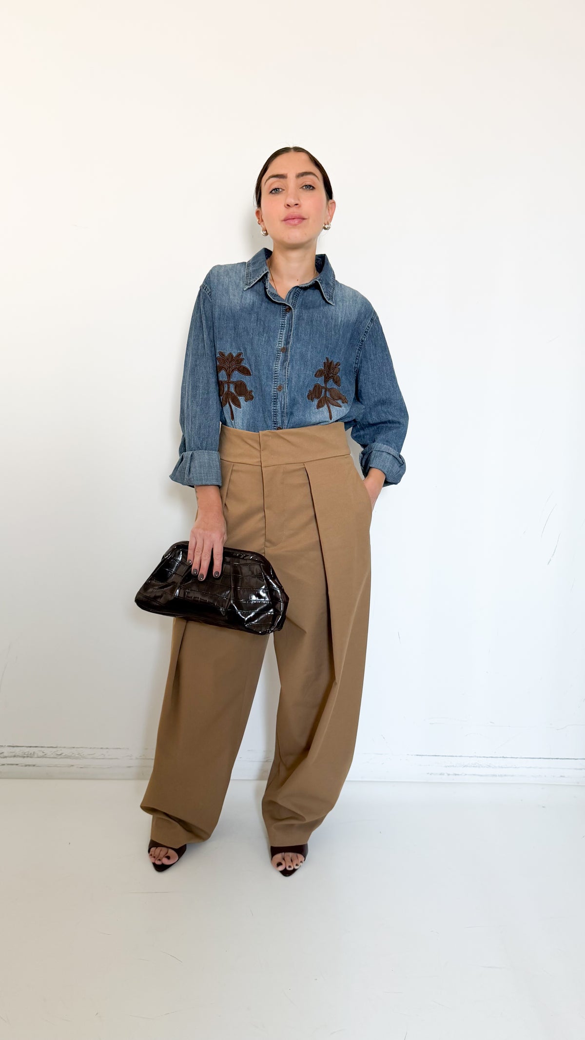 Pantaloni Vita Alta Con Pinces
