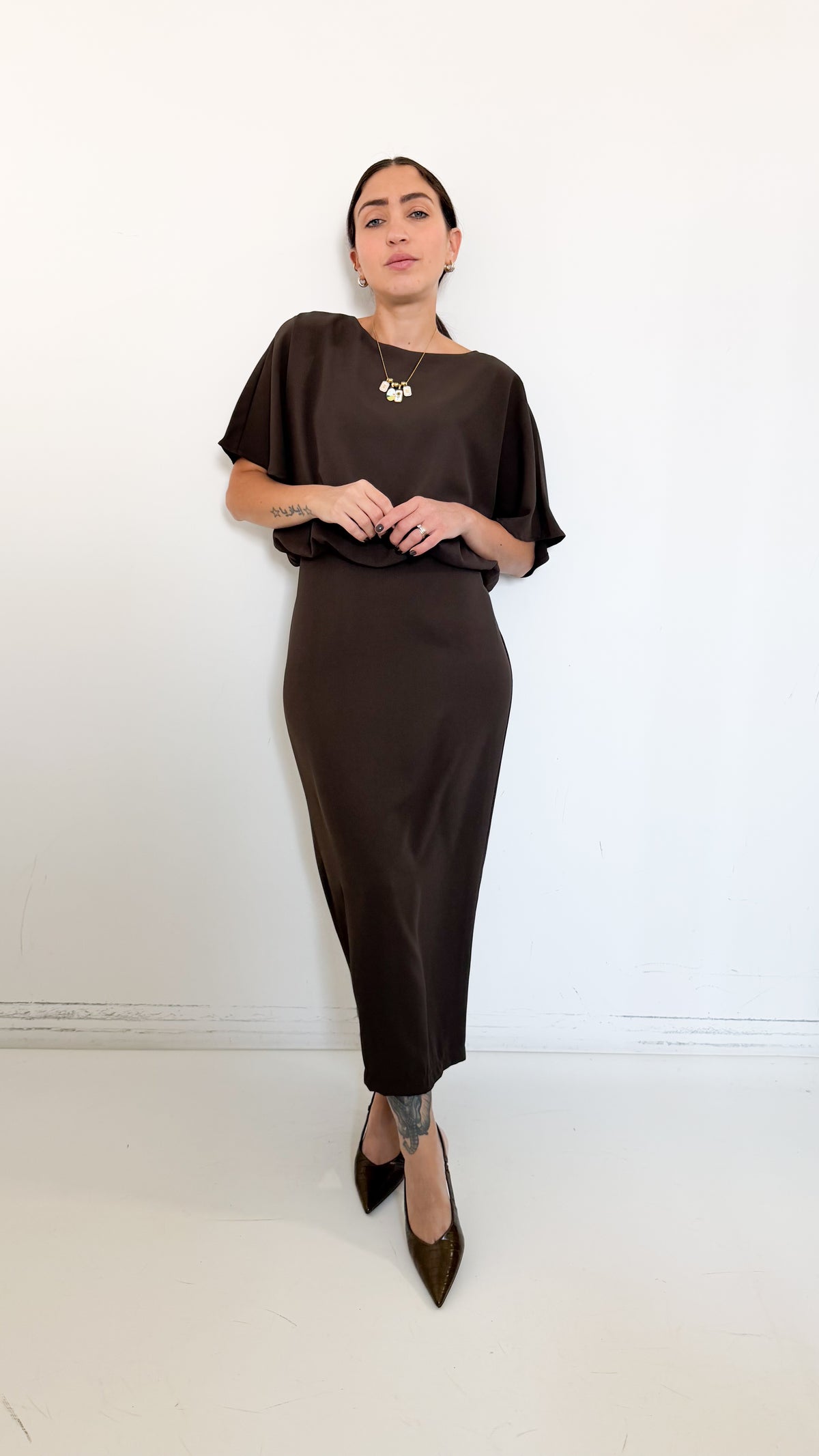 Vestito Midi Marrone