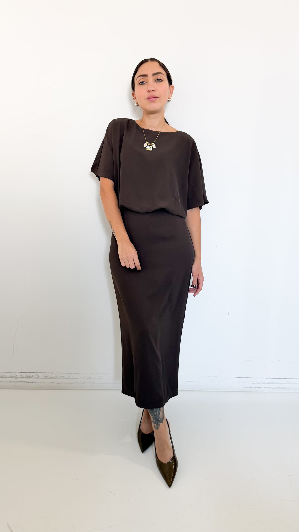Vestito Midi Marrone