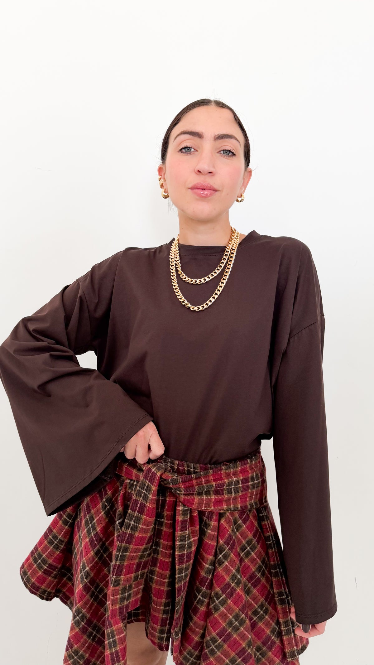 Maglia Marrone Manica A Campana
