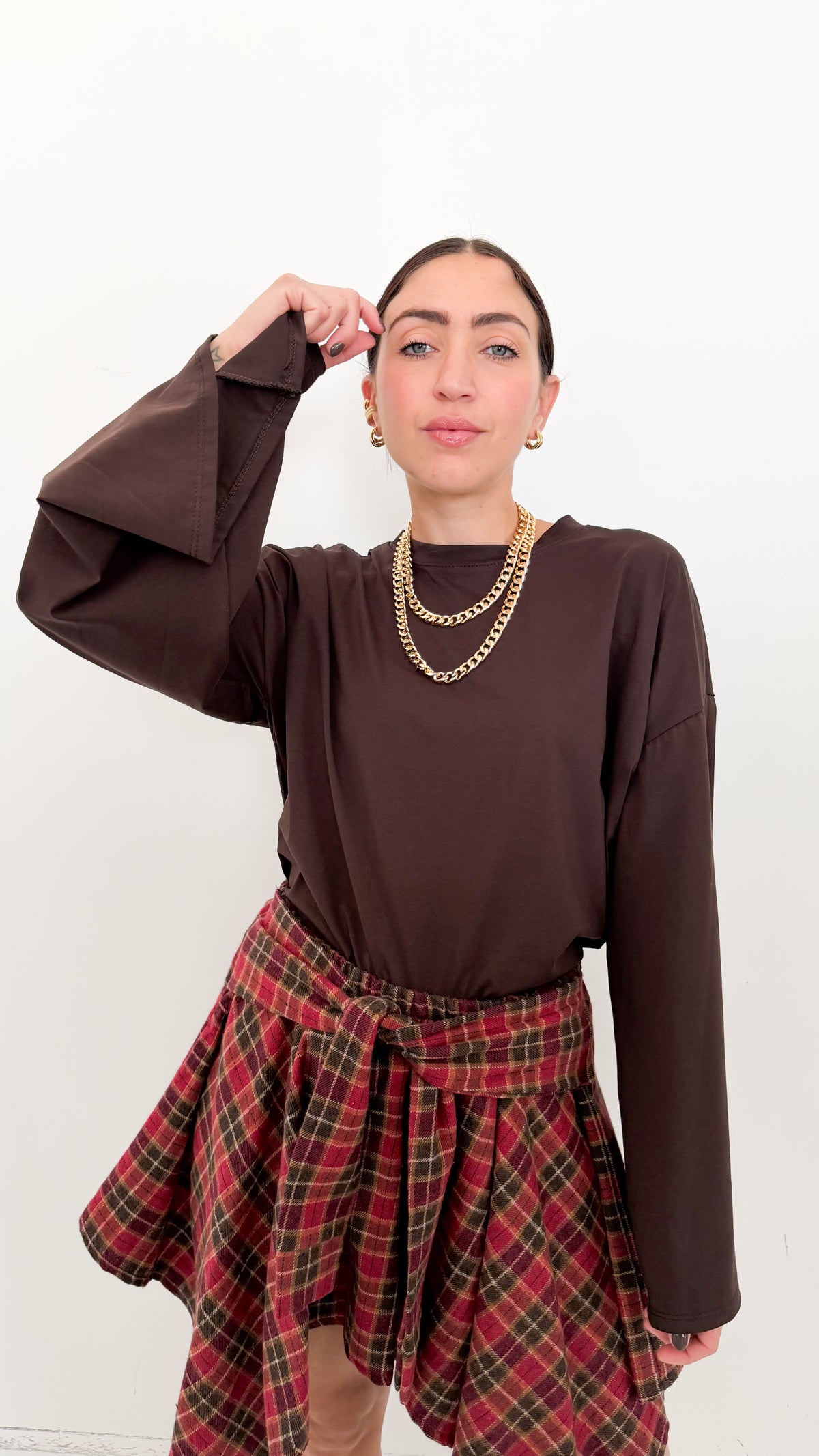 Maglia Marrone Manica A Campana