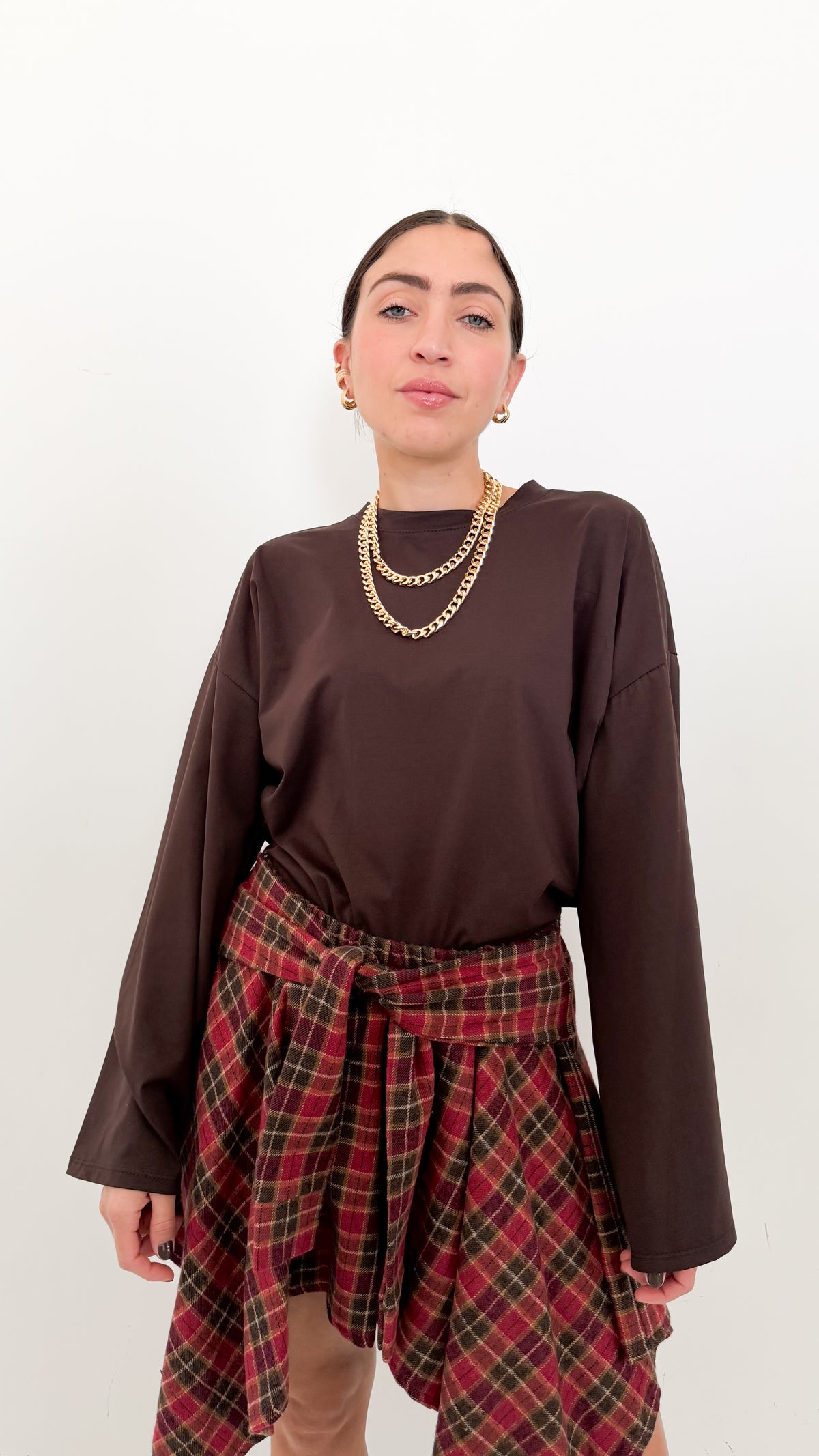 Maglia Marrone Manica A Campana