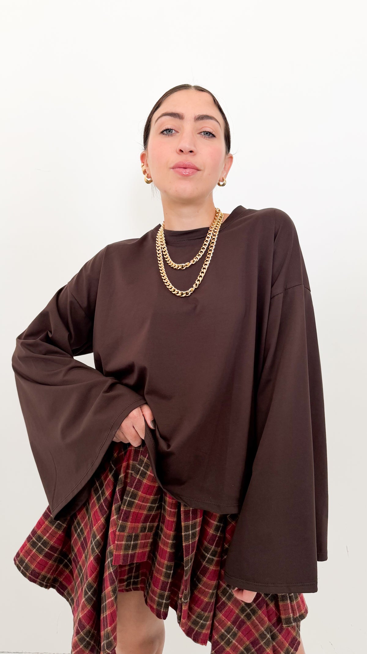 Maglia Marrone Manica A Campana
