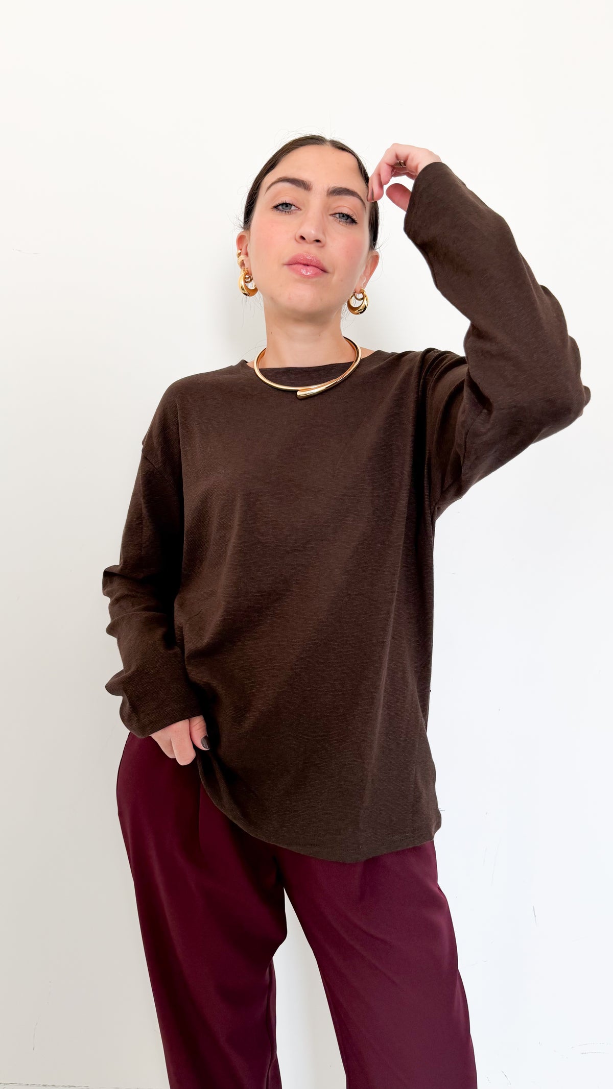 Maglietta Long Sleeve Marrone