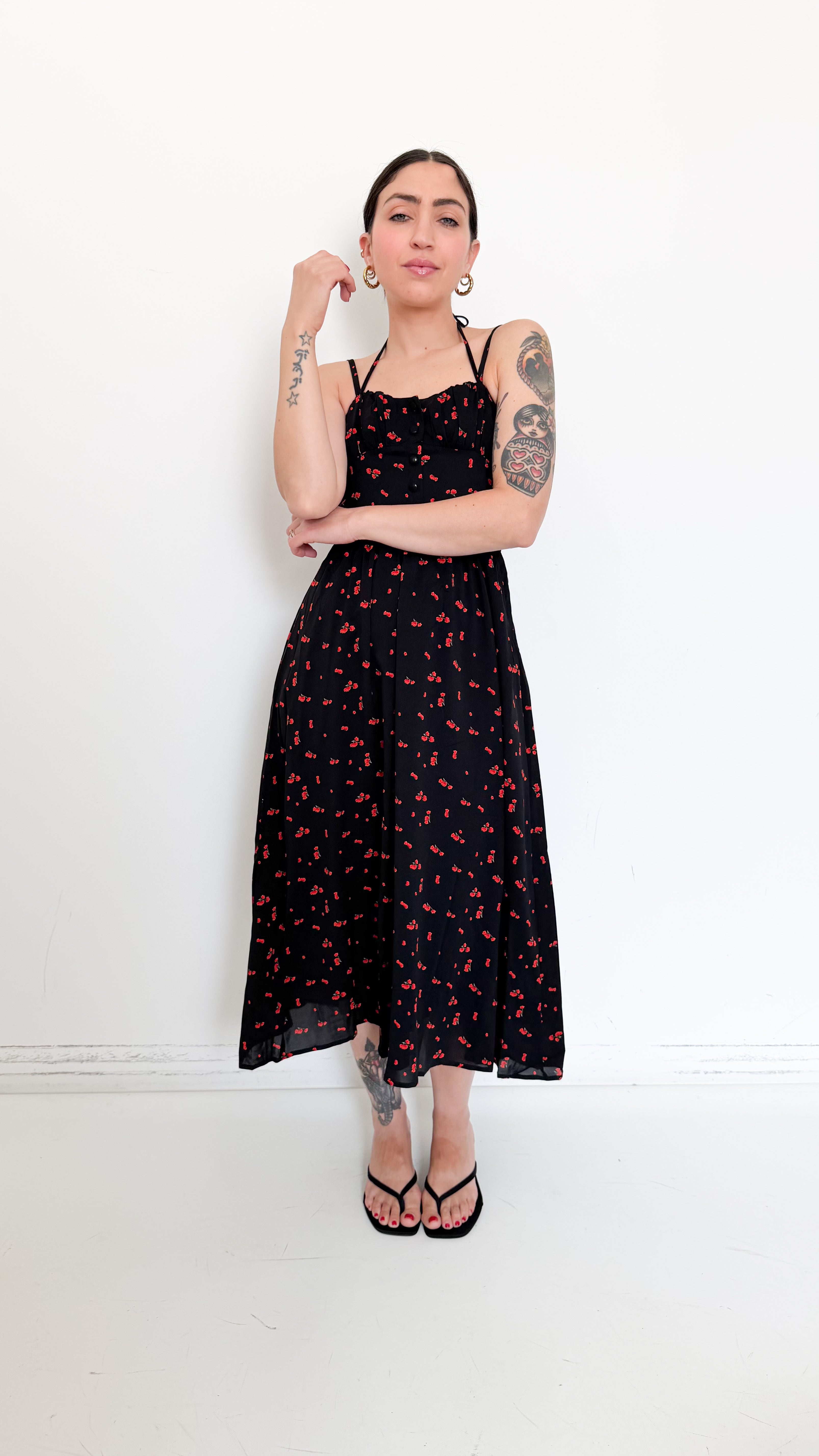 Vestito Nero A Fiori