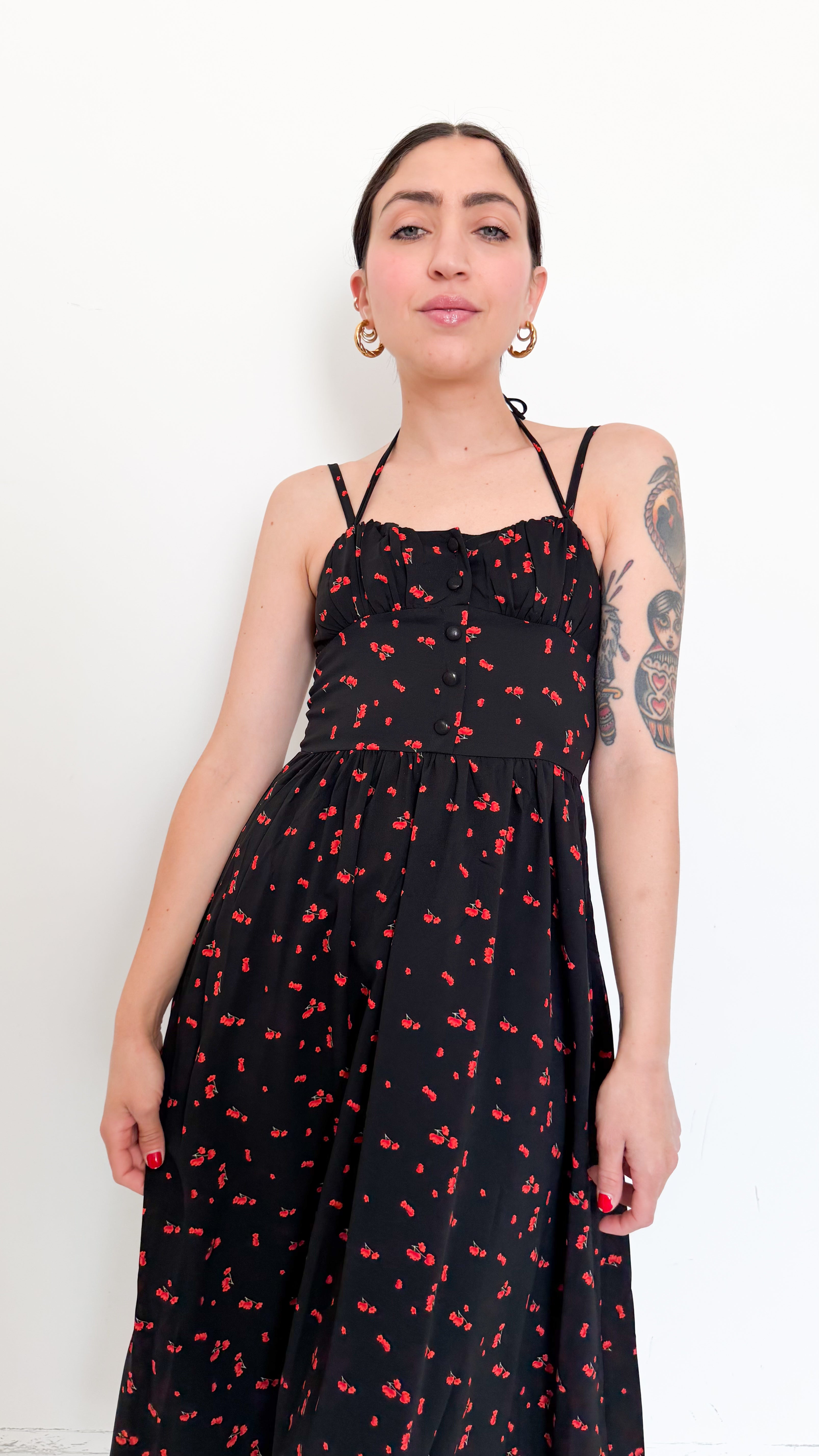 Vestito Nero A Fiori