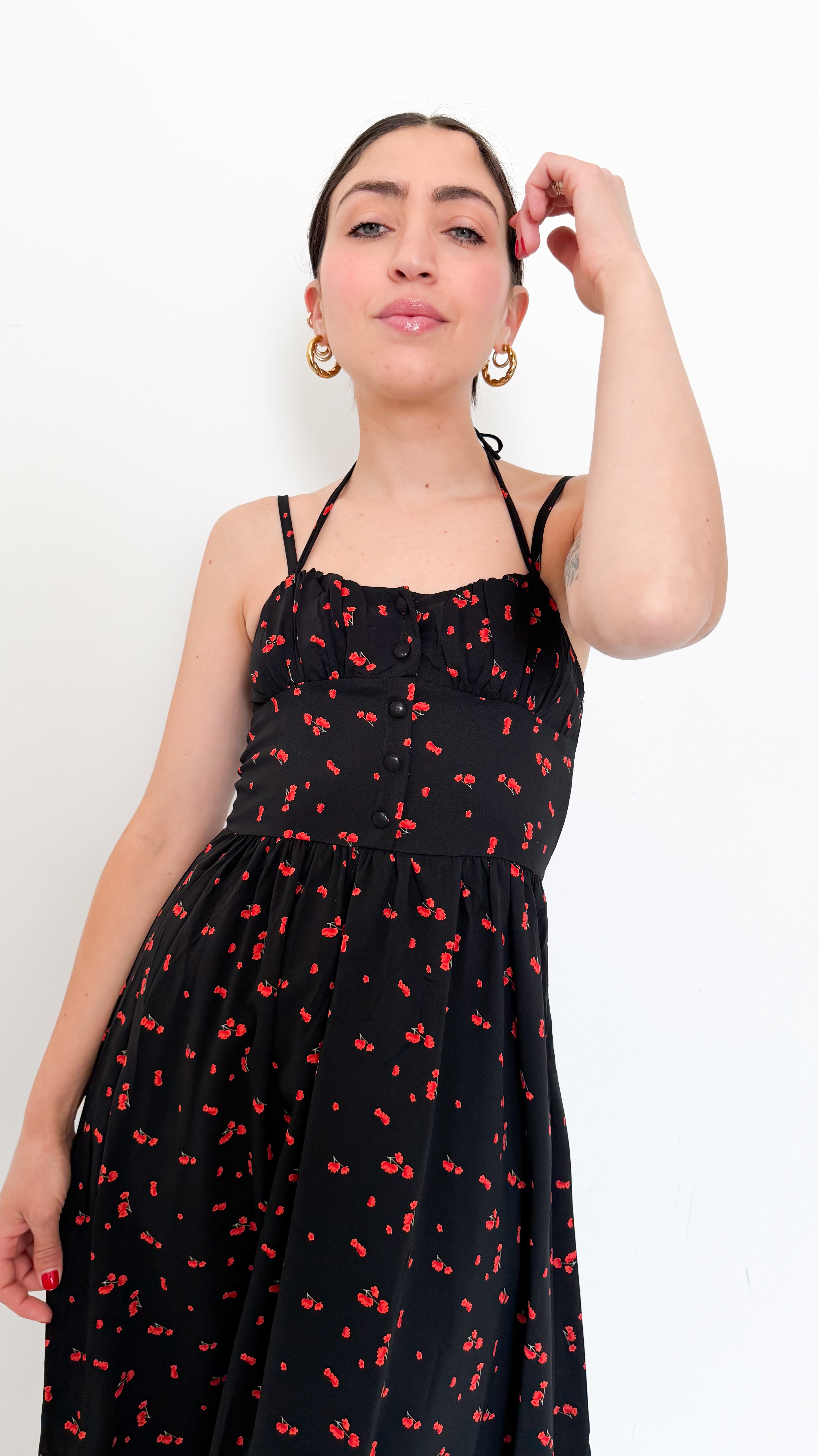 Vestito Nero A Fiori