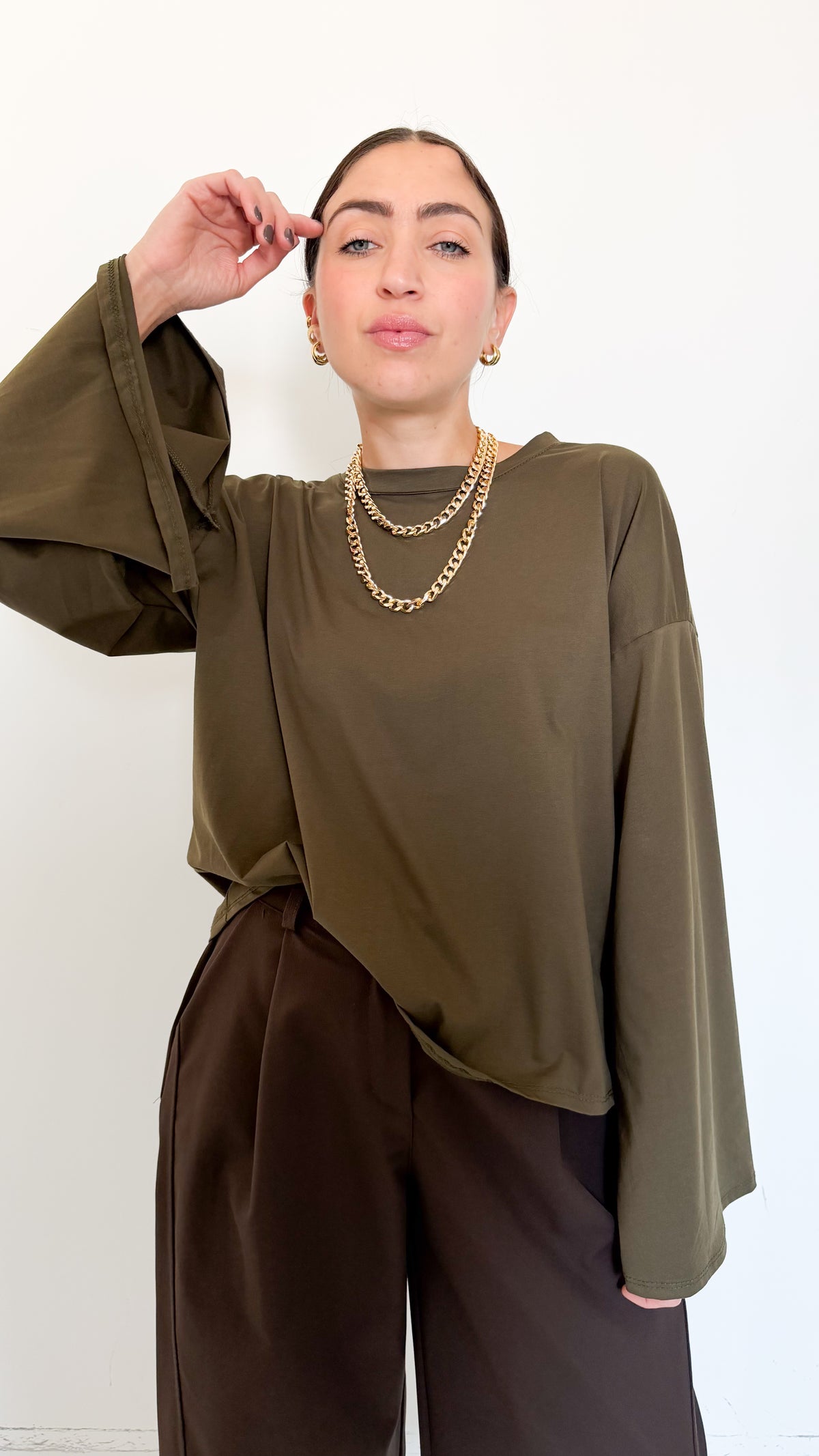 Maglia Verde Manica A Campana
