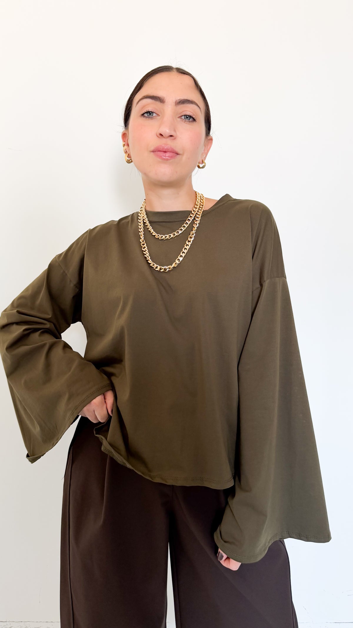 Maglia Verde Manica A Campana