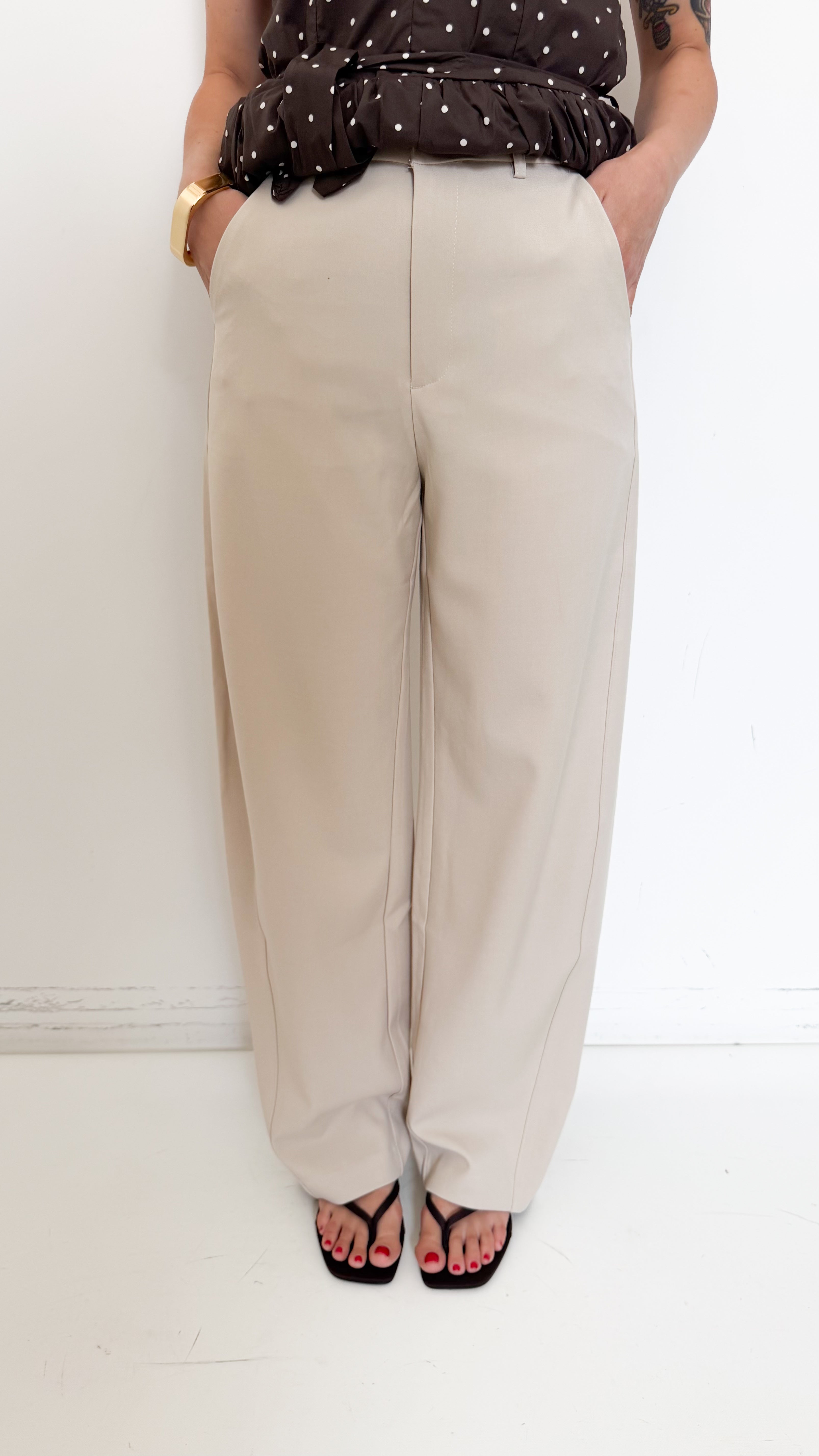Pantaloni Wide Balloon Beige