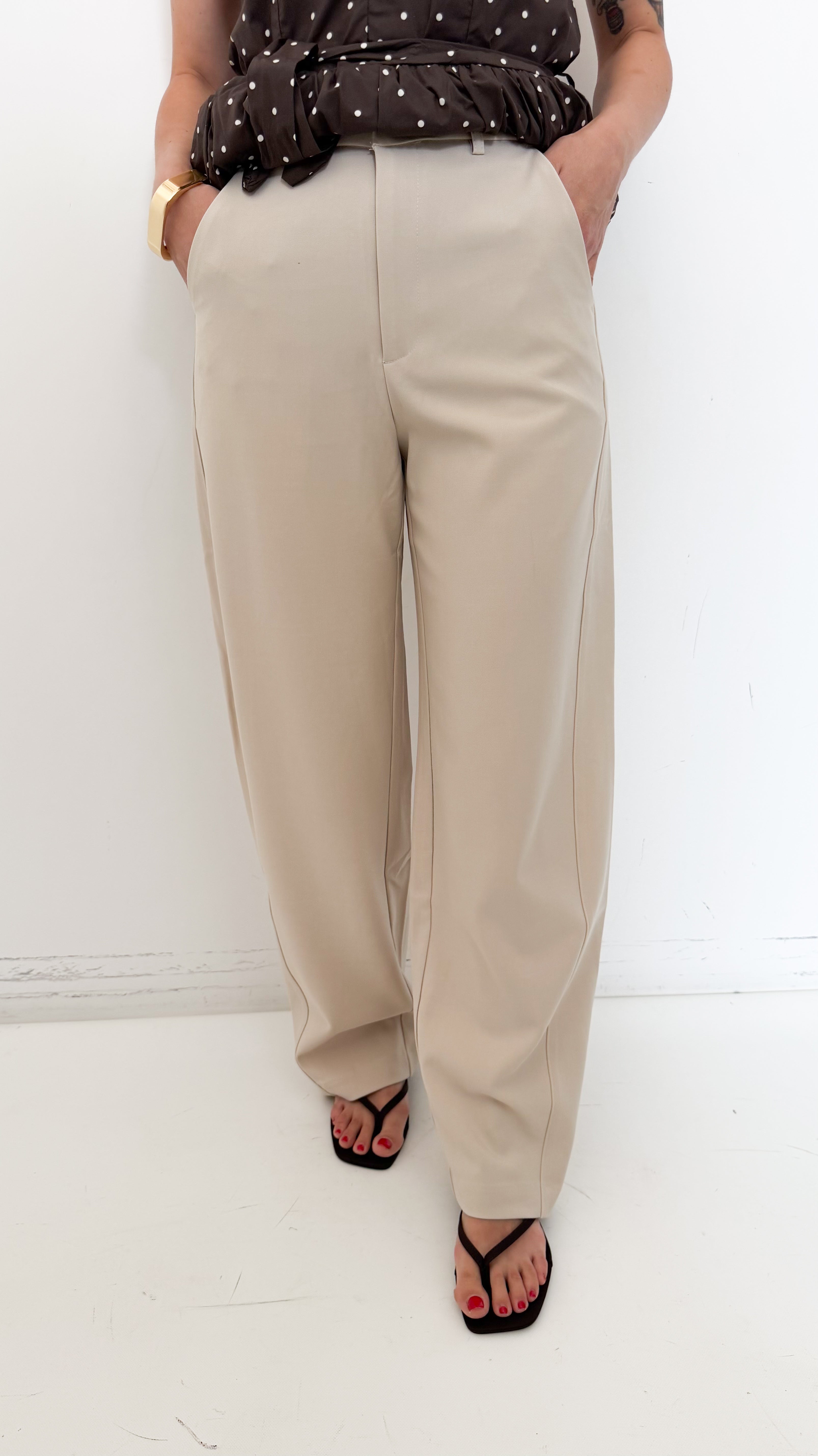 Pantaloni Wide Balloon Beige