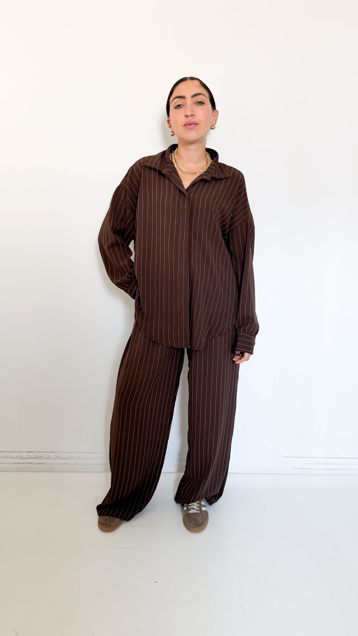 Coordinato Marrone Gessato