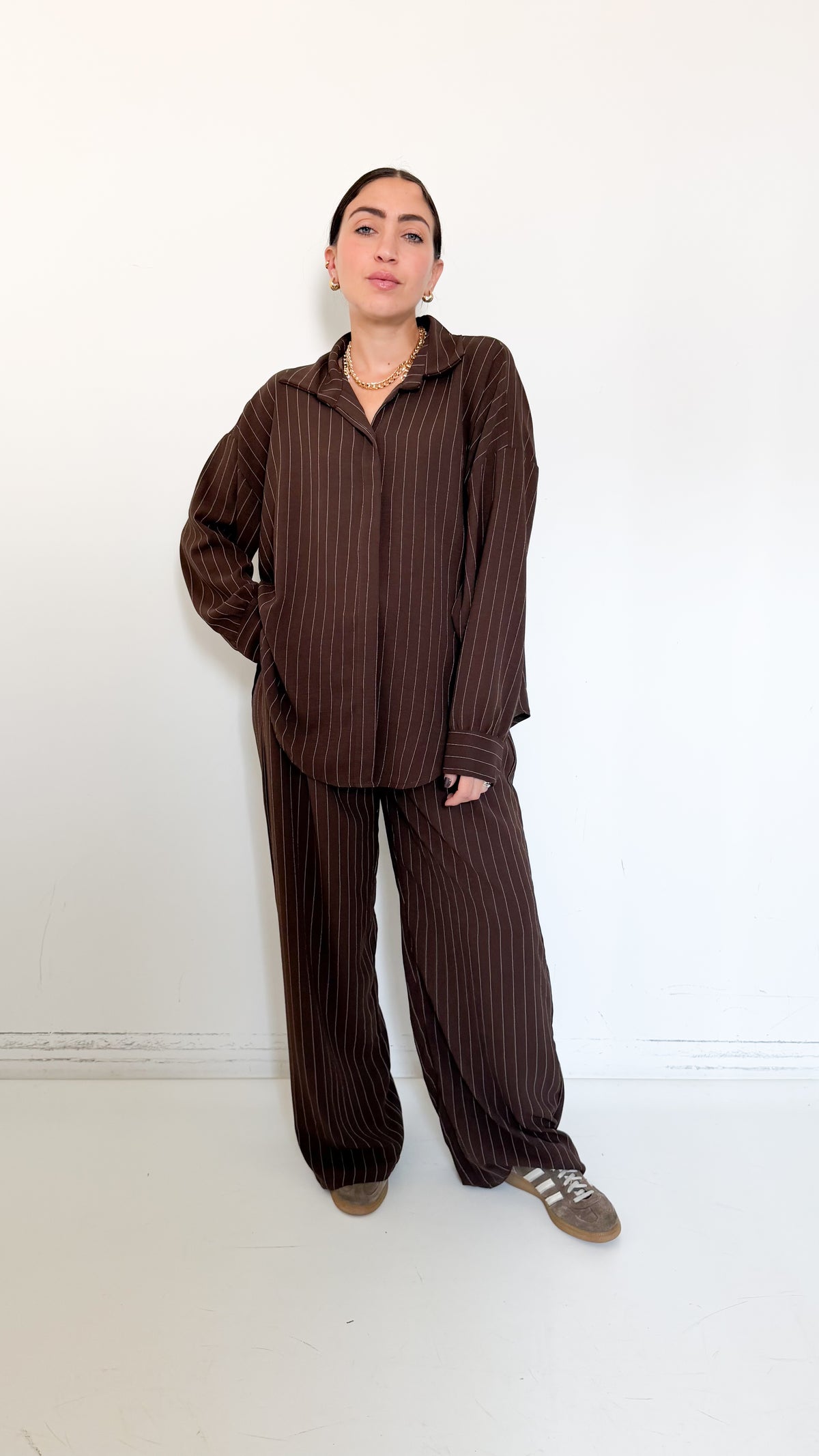 Coordinato Marrone Gessato