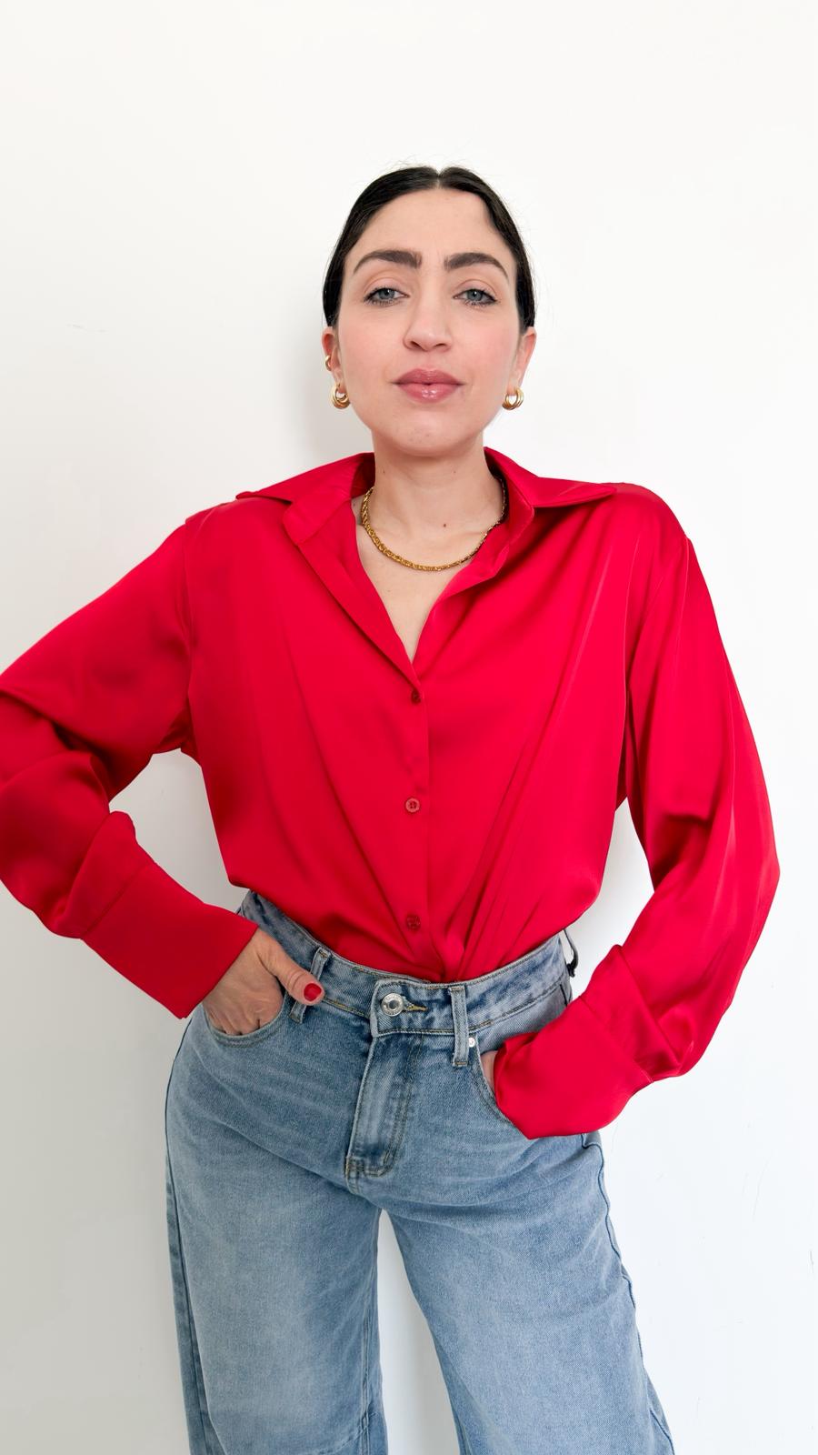 Camicia In Satin Rossa