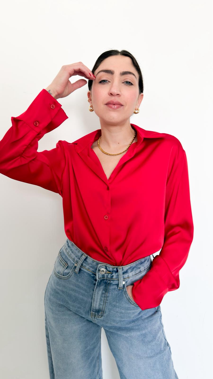 Camicia In Satin Rossa