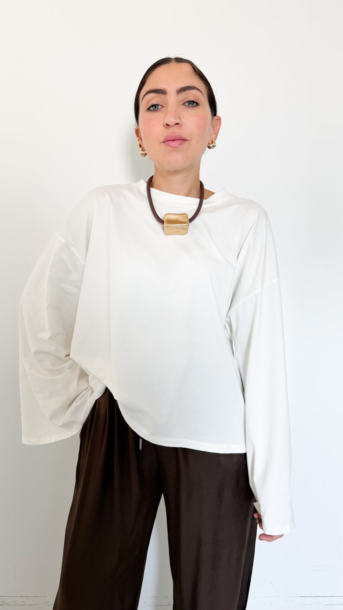 Maglia Bianca Manica A Campana