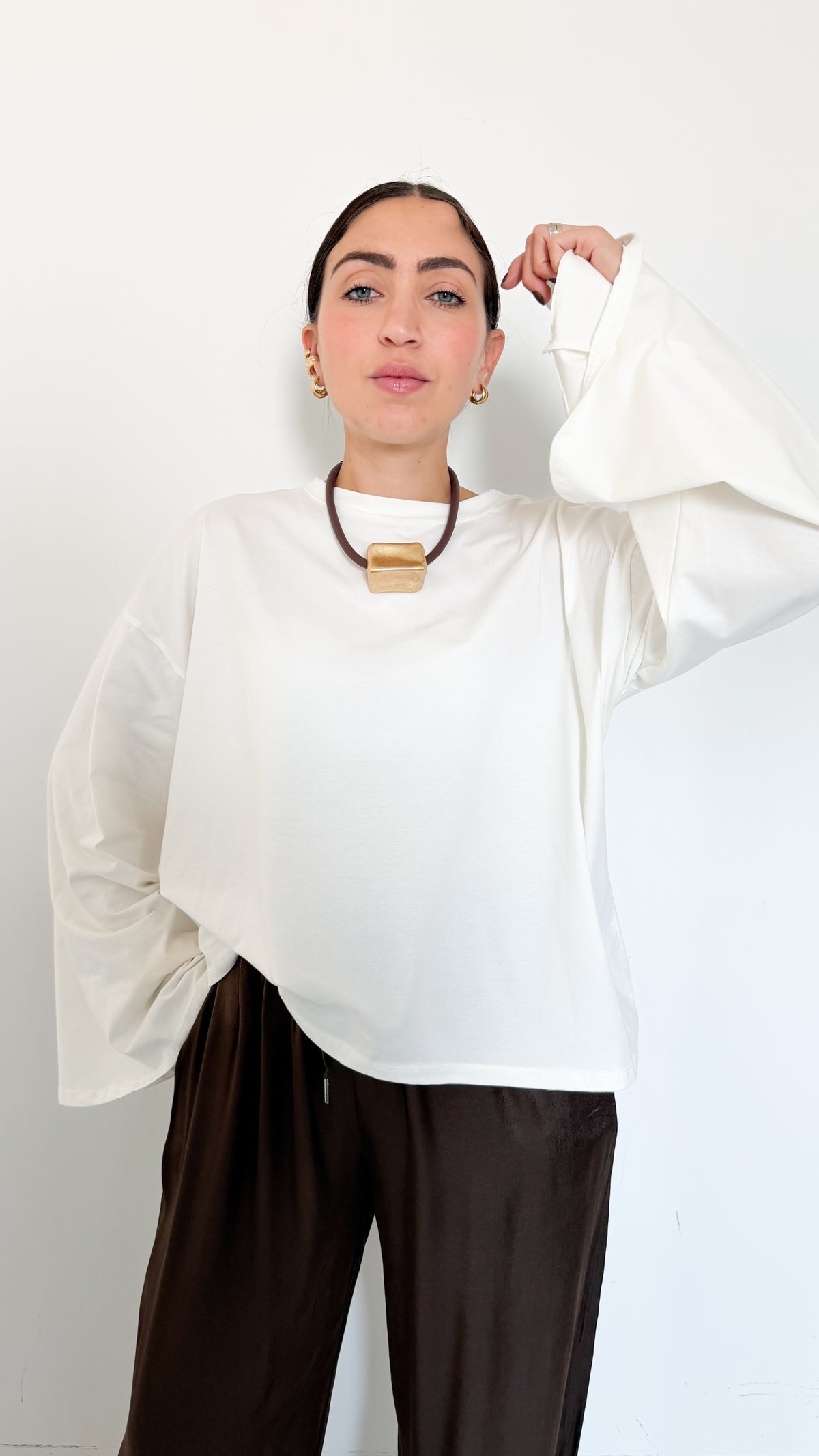 Maglia Bianca Manica A Campana