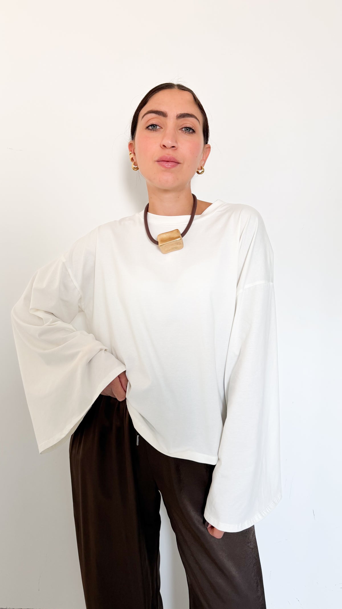 Maglia Bianca Manica A Campana
