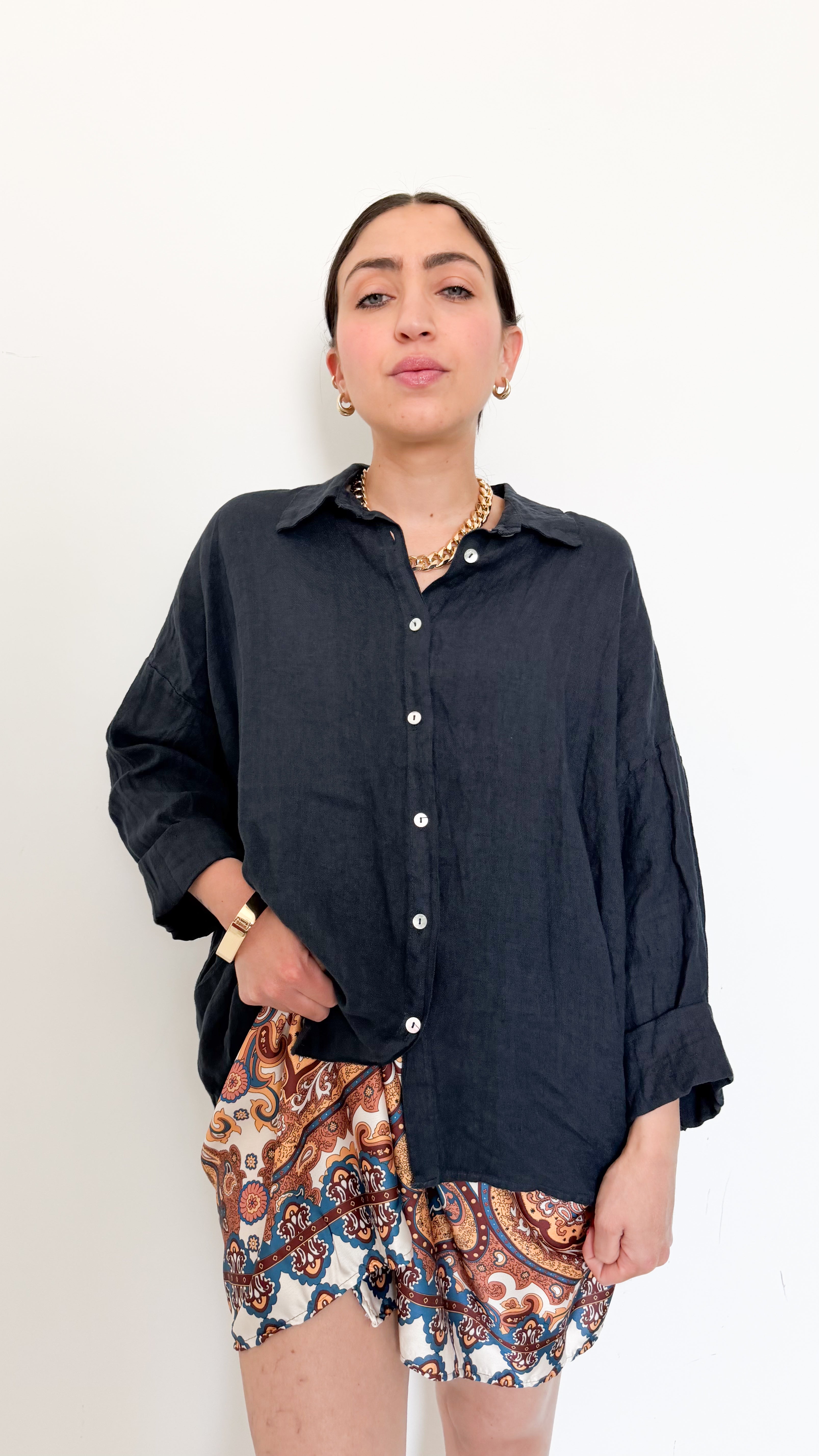 Camicia Blu In Lino