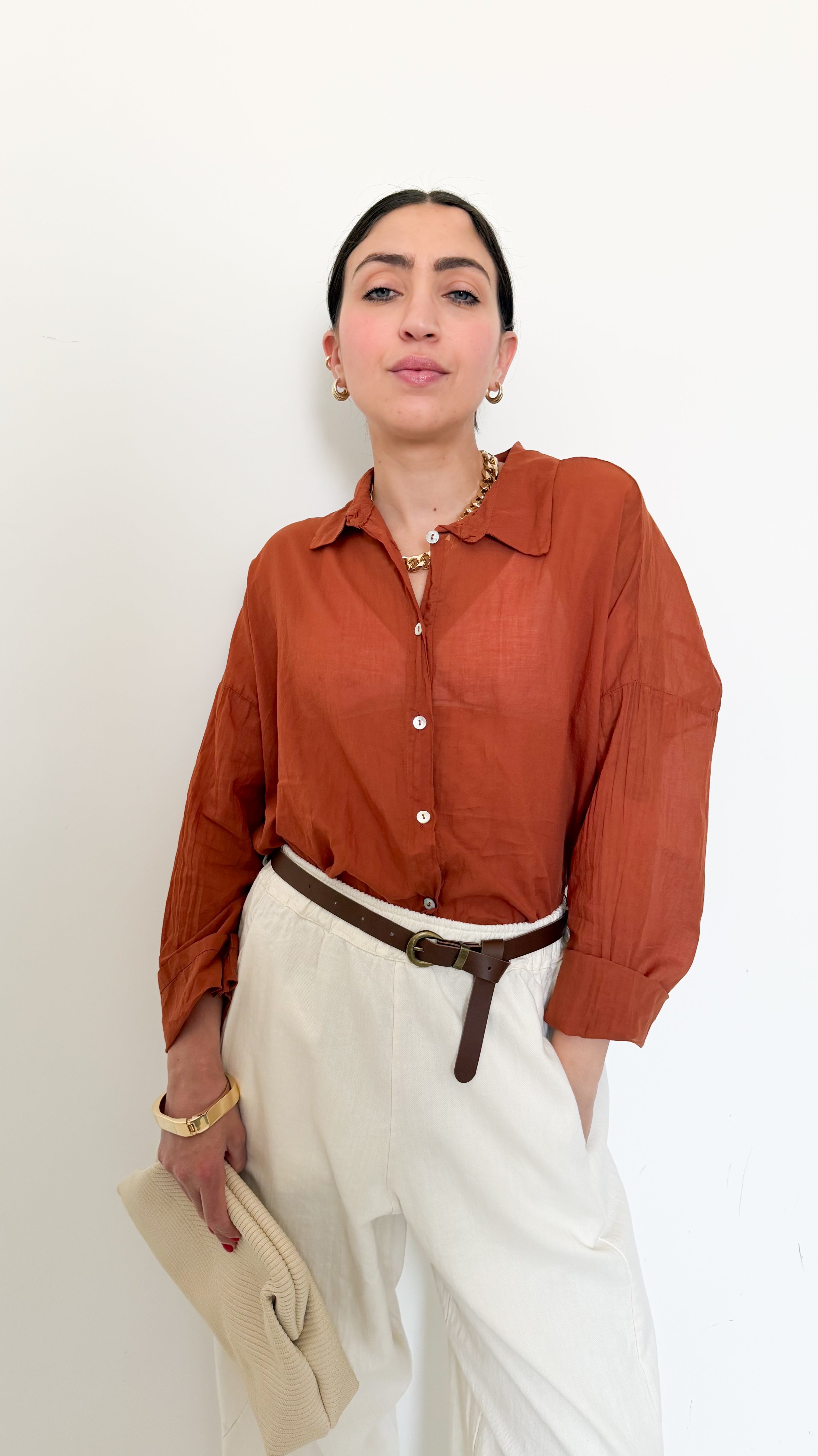 Camicia Ruggine In Cotone