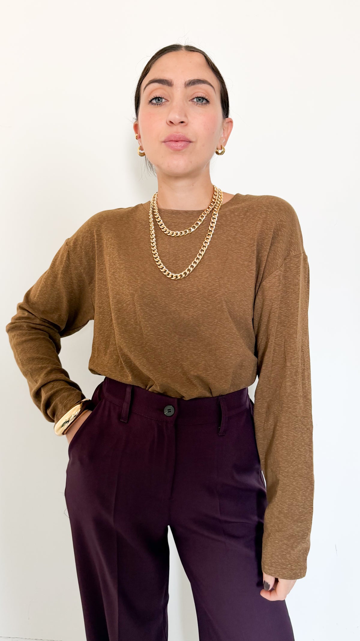 Maglietta Long Sleeve Camel