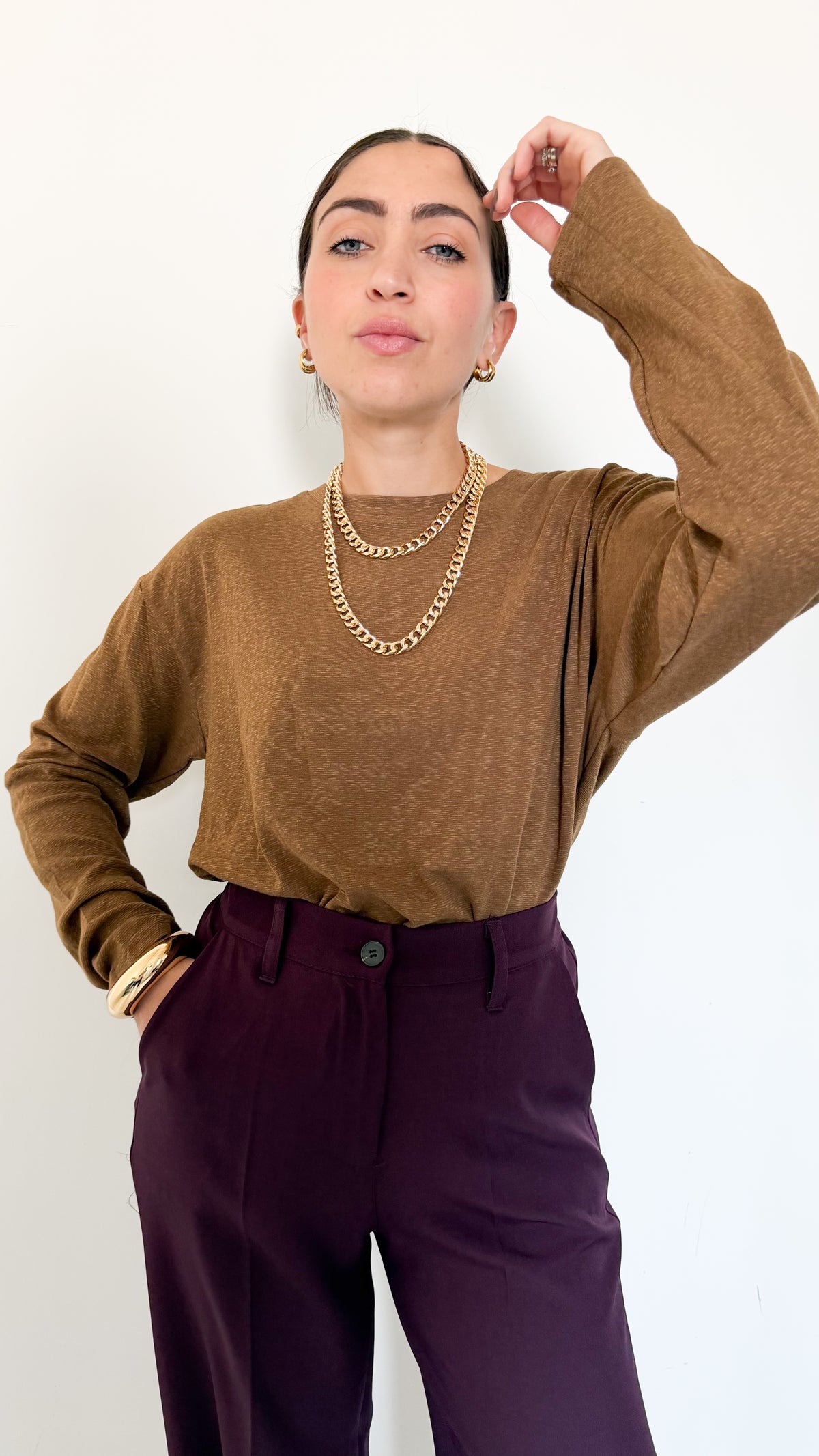 Maglietta Long Sleeve Camel