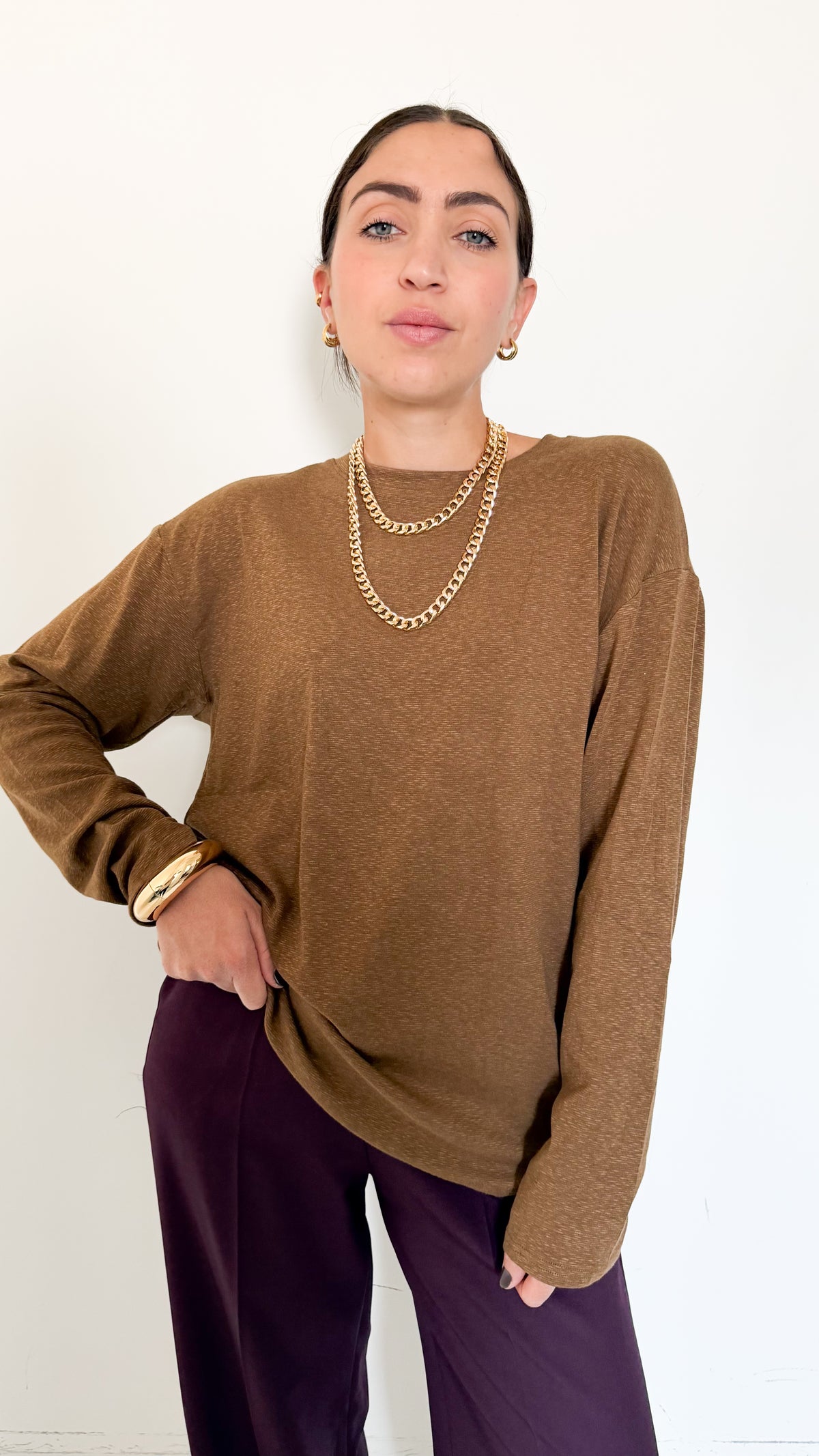 Maglietta Long Sleeve Camel