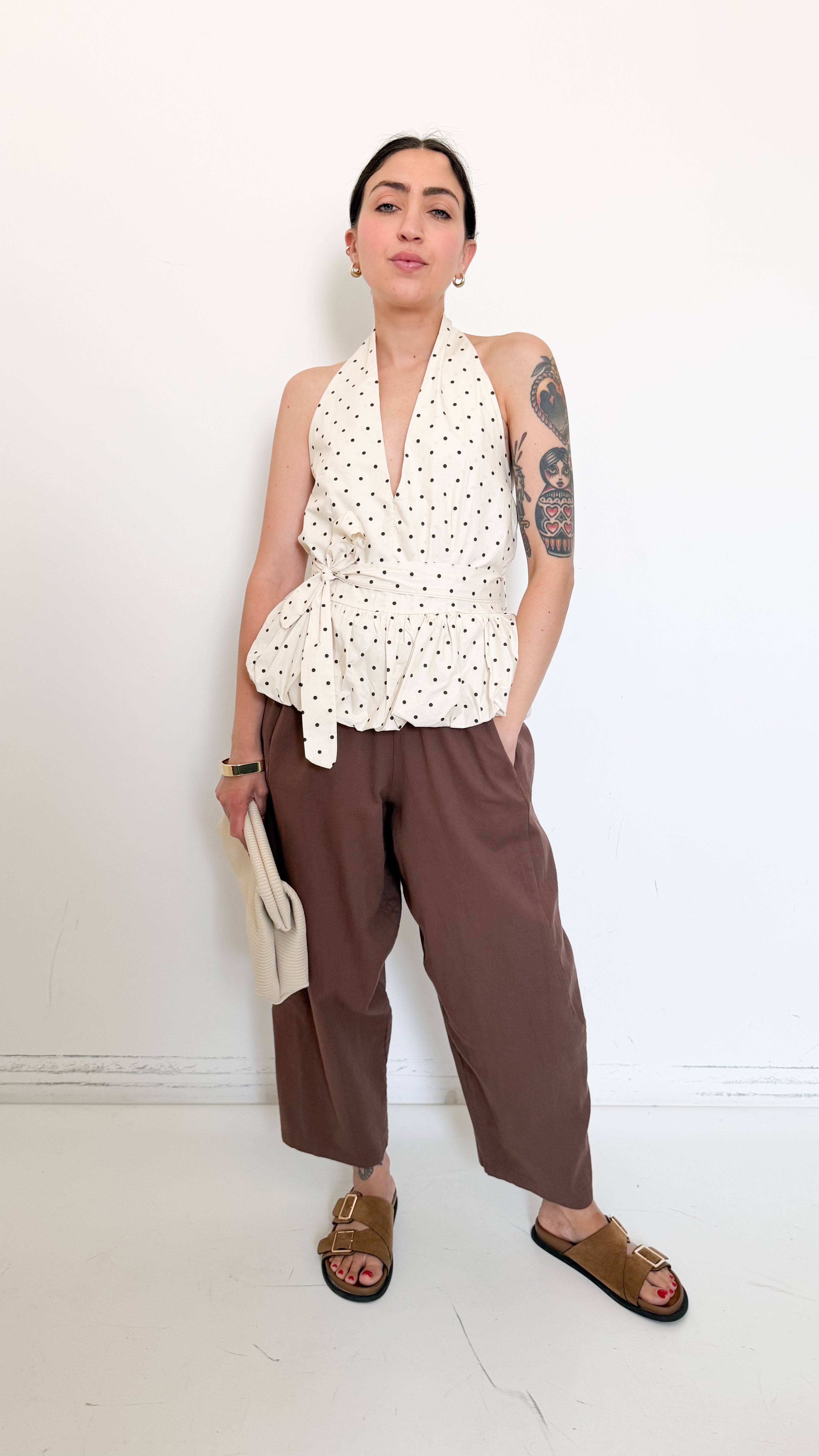 Pantaloni Marroni Con Cintura
