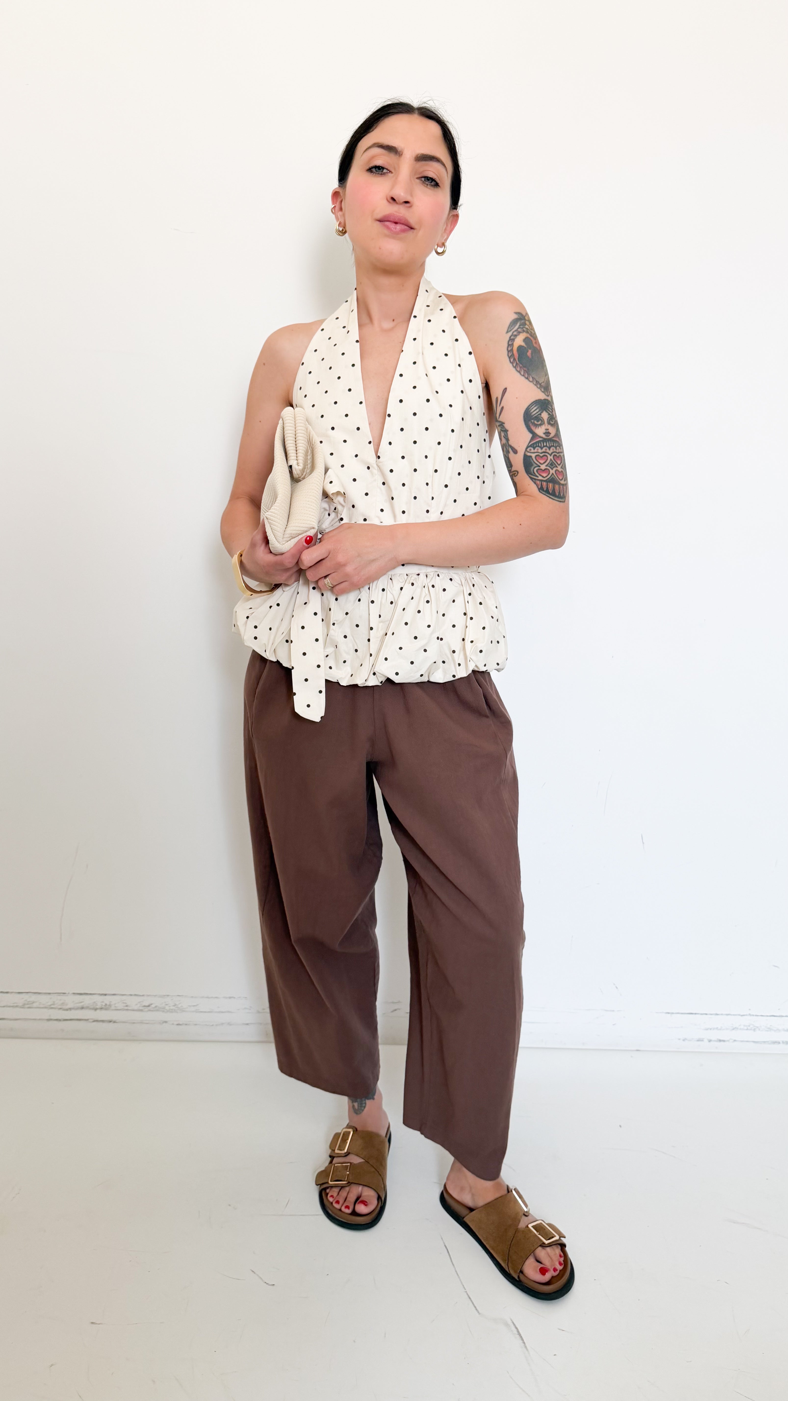 Pantaloni Marroni Con Cintura