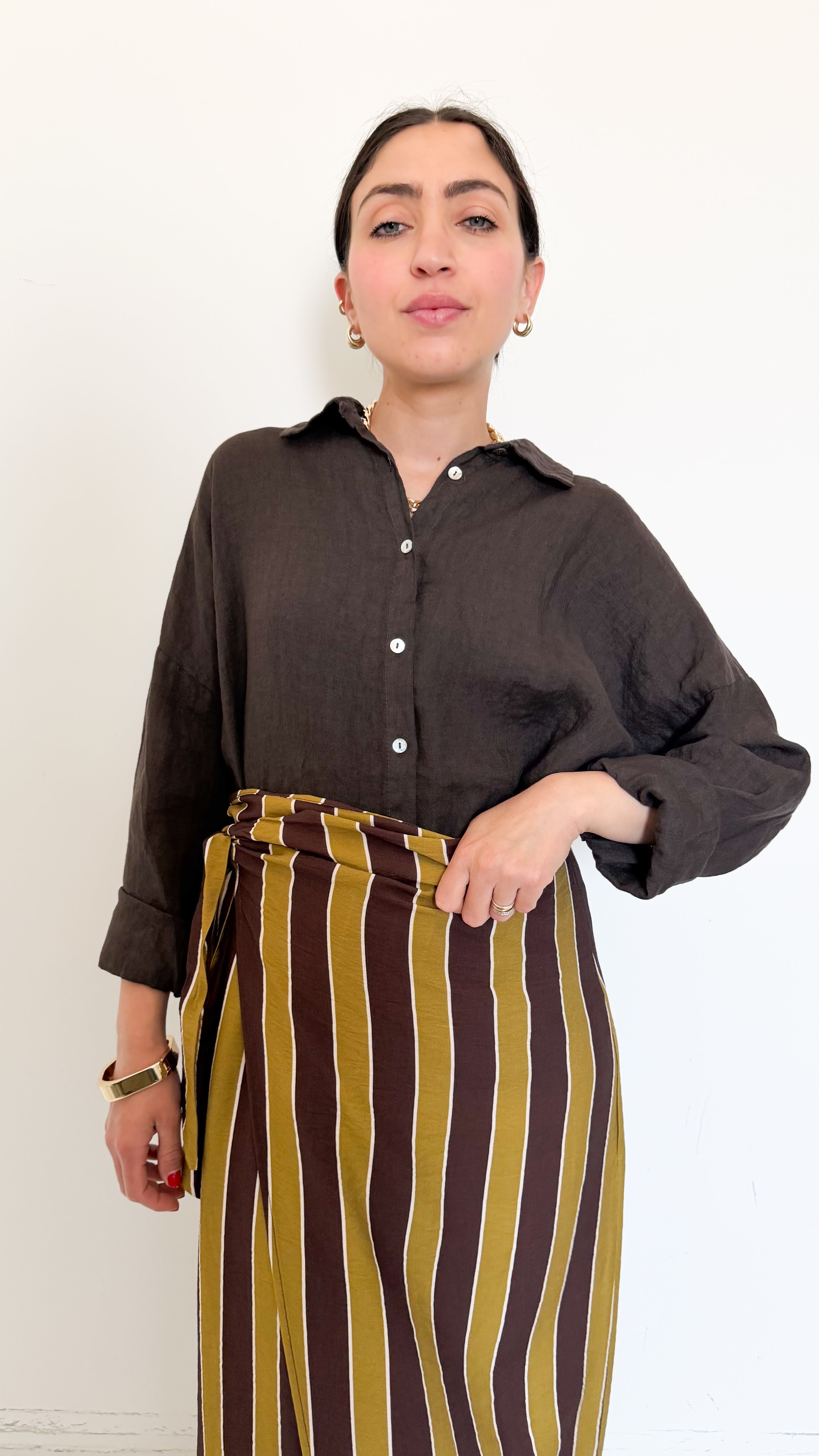 Camicia Marrone In Lino