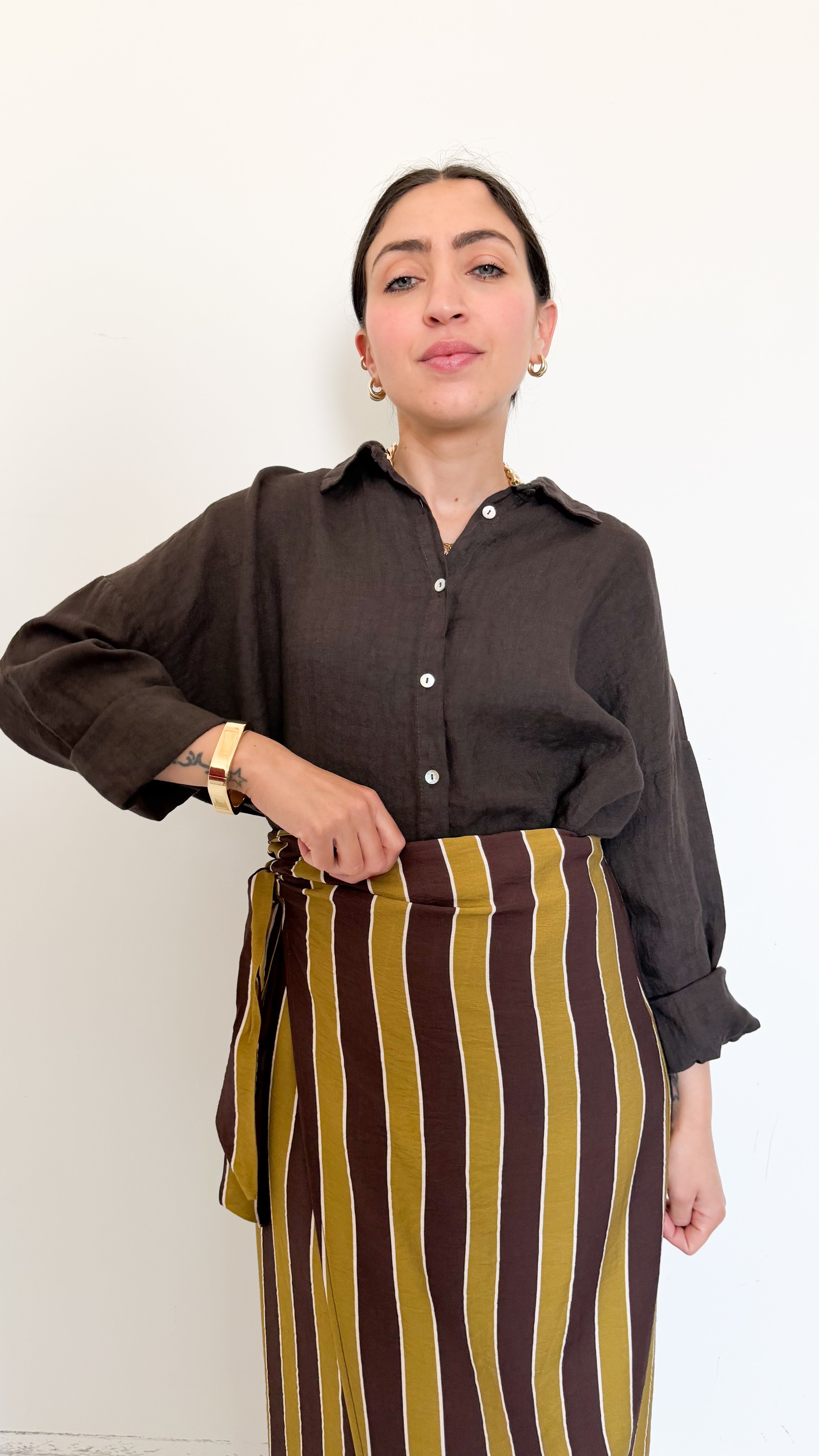 Camicia Marrone In Lino